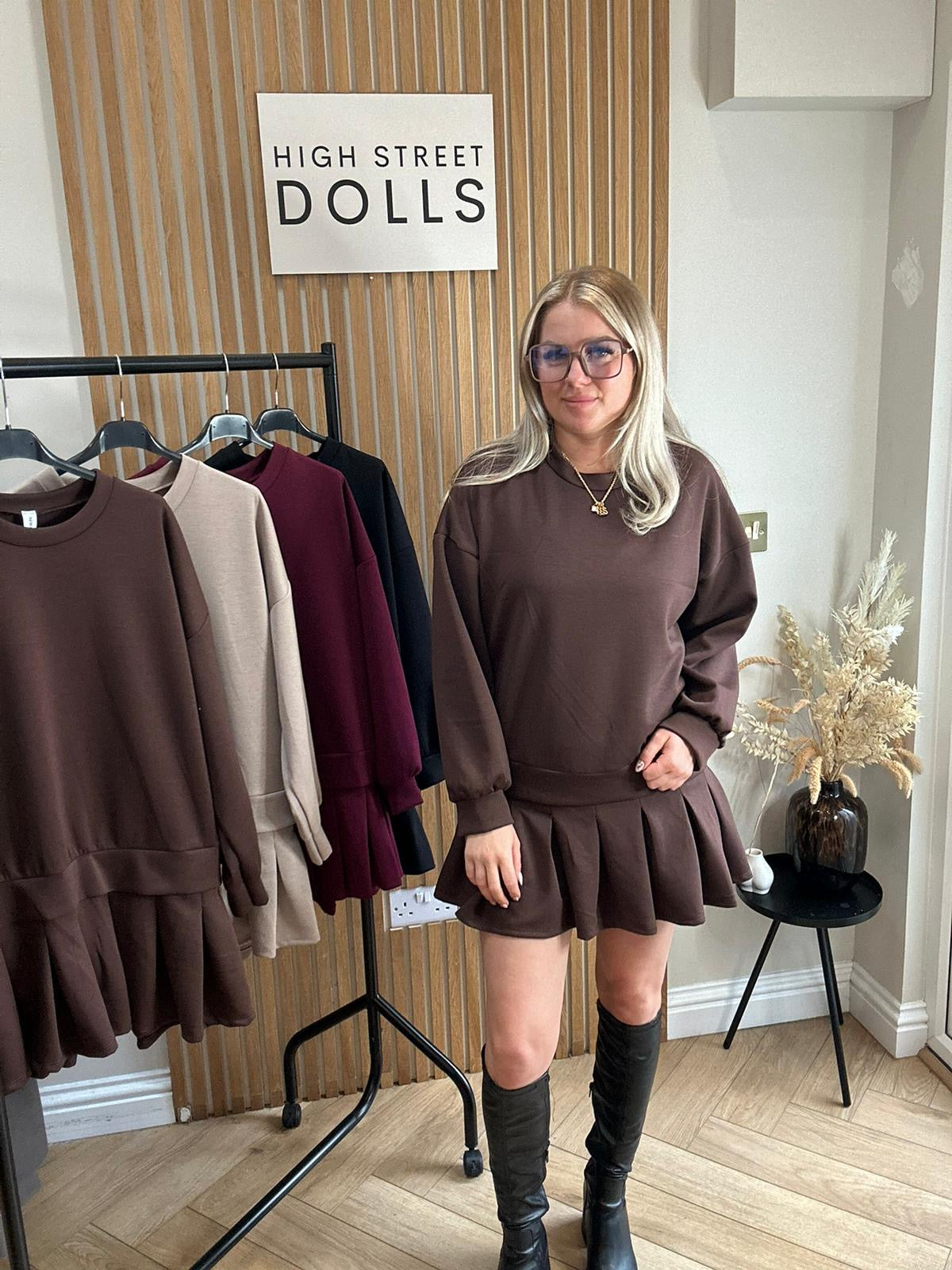 Ava Jumper Dress With Pleated Skirt Autumn Winter