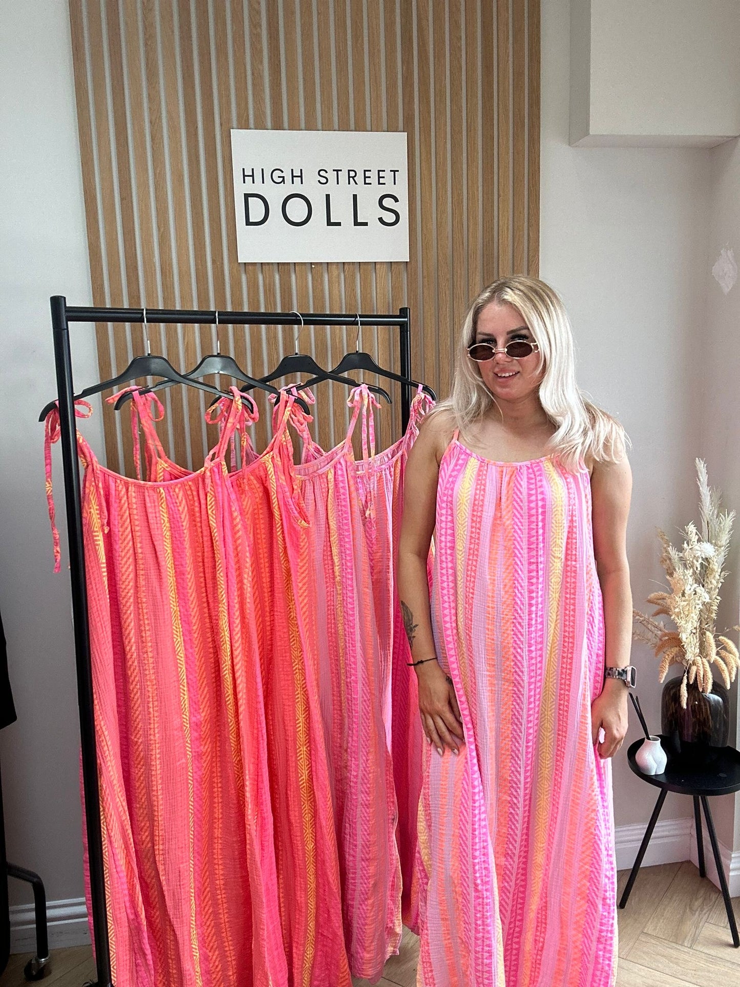 Daphne Printed Dress Maxi Length Stripe Print Holiday Summer