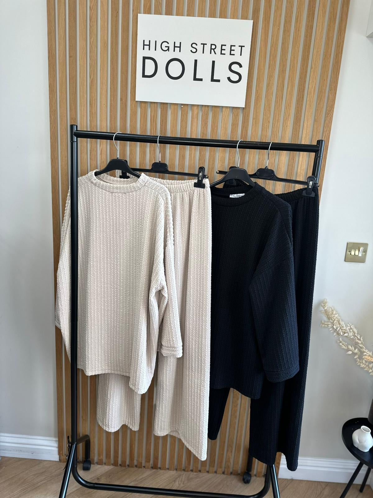 Harriett Oversized Lounge Set Round Neck Top and Wide Leg Trousers