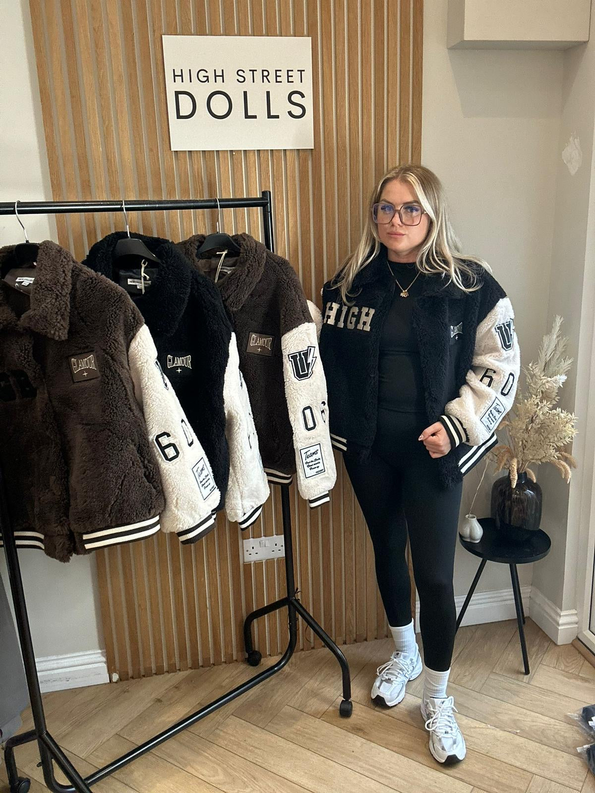 Tara Slogan Faux Fur Bomber Jacket Autumn Winter Coat Embroidered Patches