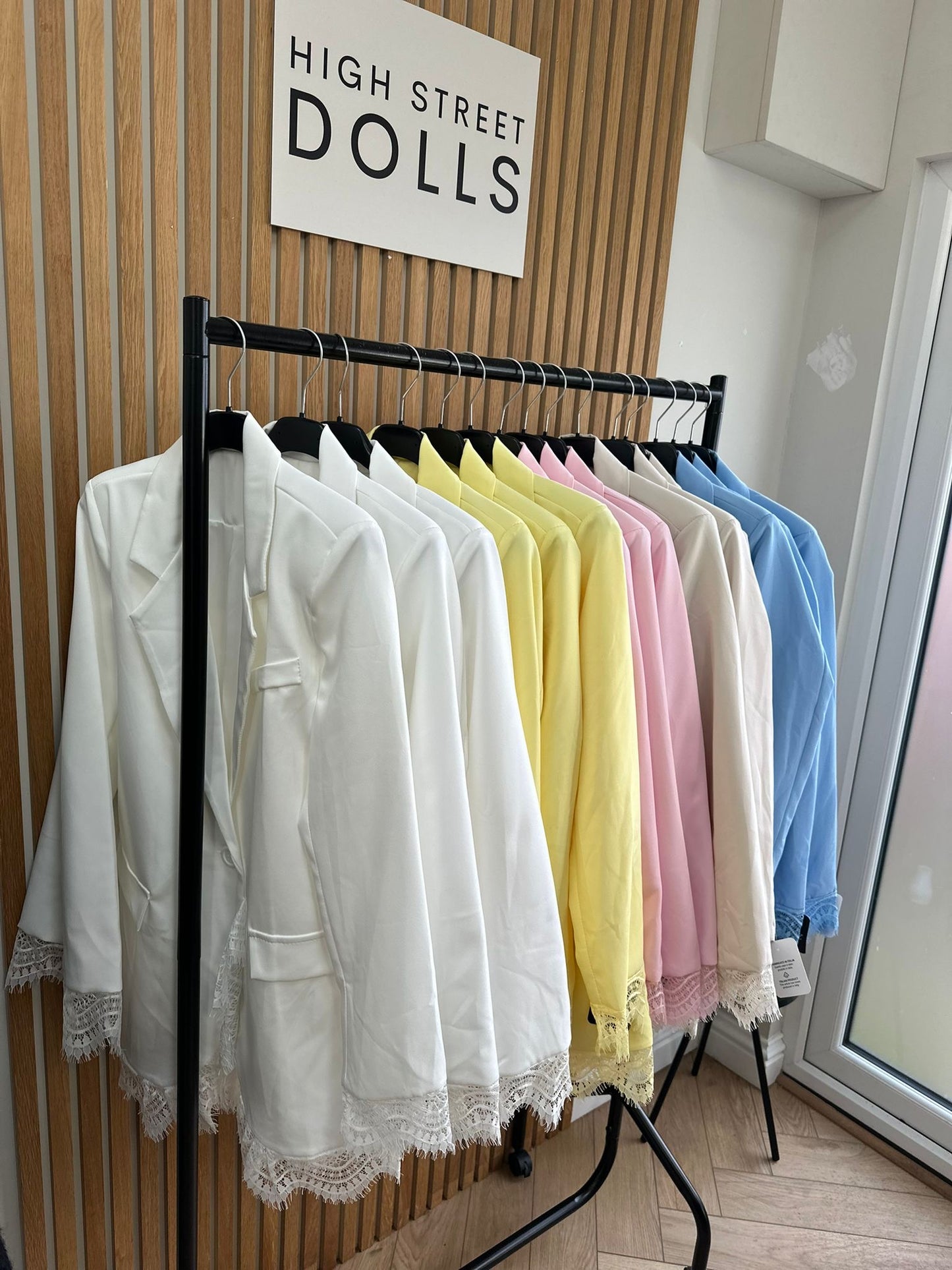 Lucinda Blazer Lace Detail Single Breasted Daywear Evening Wear Winter Spring Summer Pastels