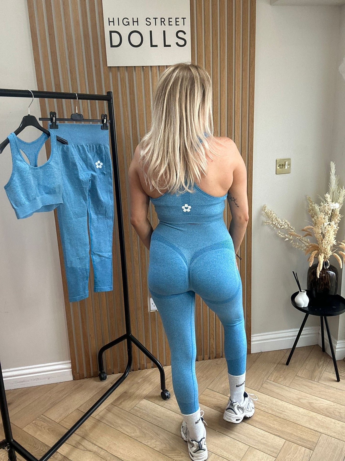 BodiBlossom Activewear Gym Set Blue Sports Bra and Leggings