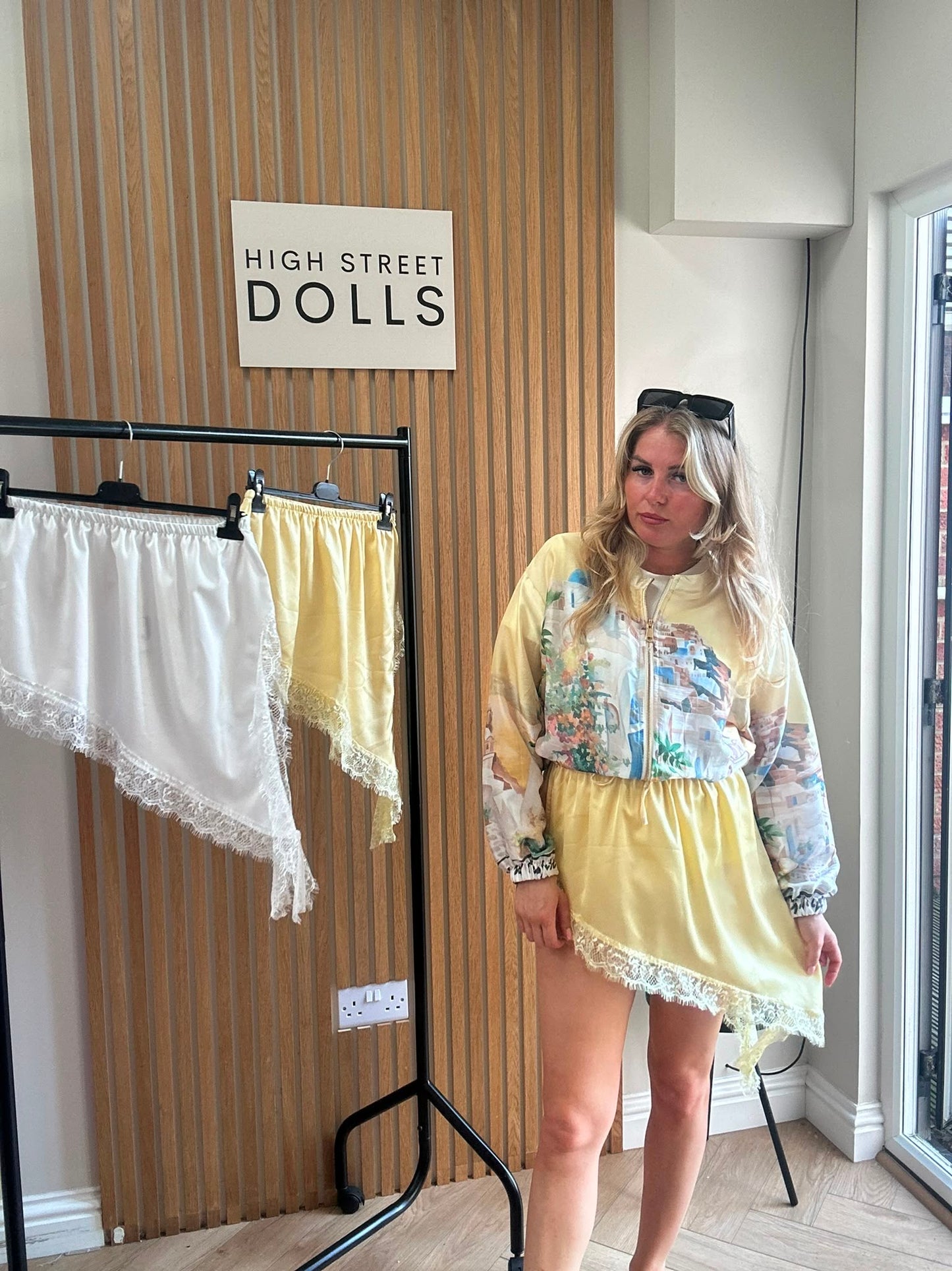 Golden Hour Mini Skirt Lace Details Asymmetrical Satin Summer Holiday