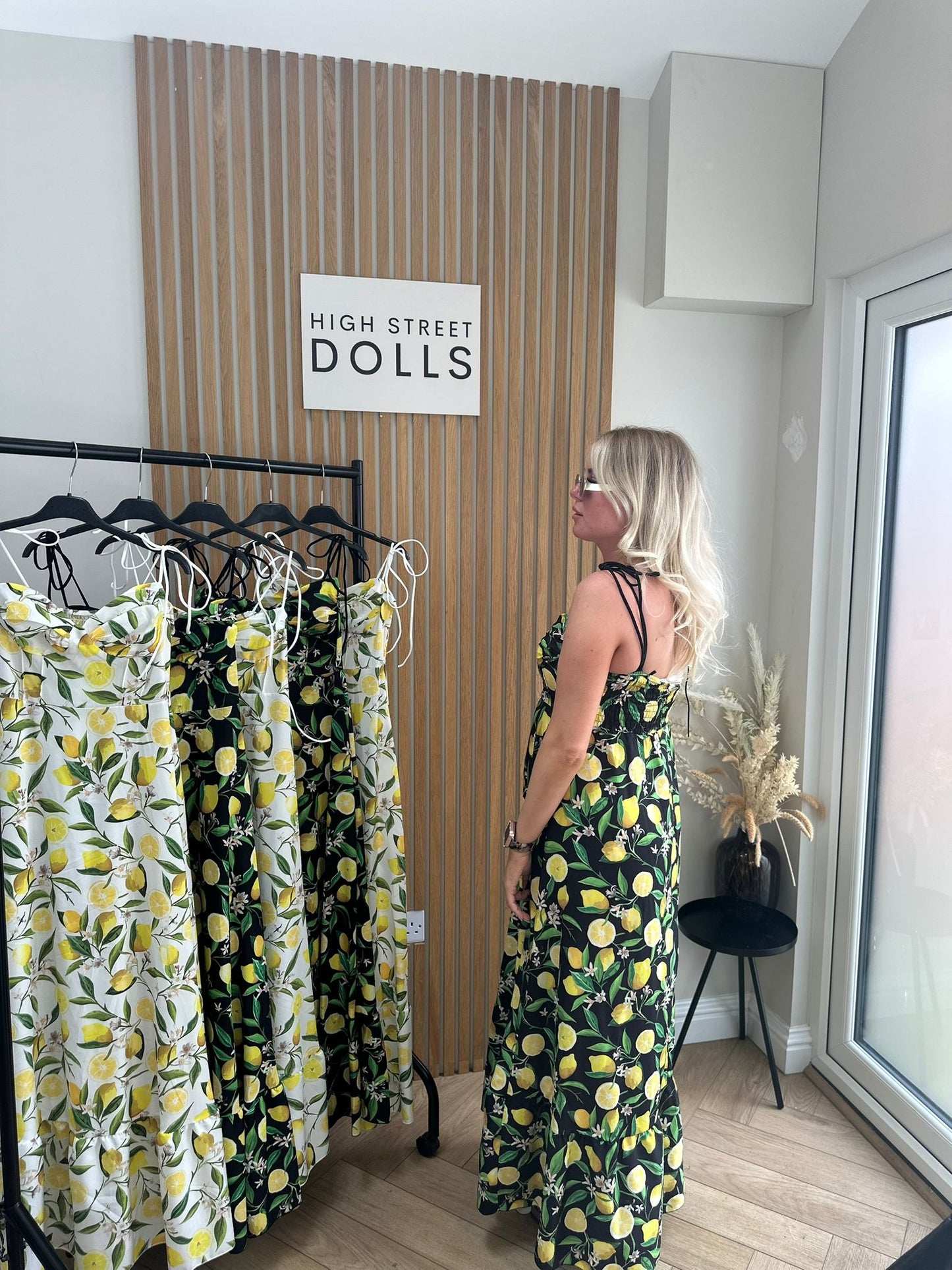 Valencia Lemon Longline Dress Printed spaghetti strap dress
