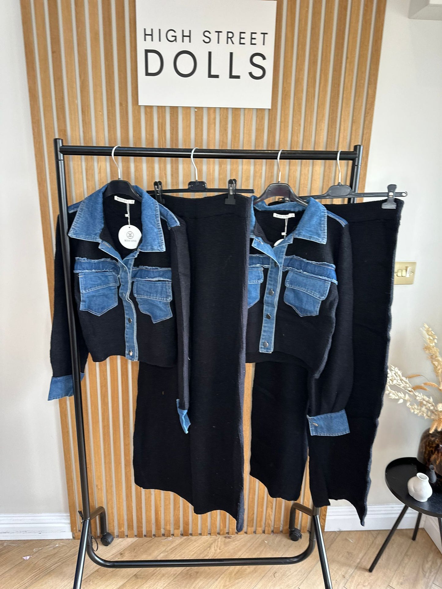 Narla Loungeset Two piece Outfit Knitted fabric with denim details