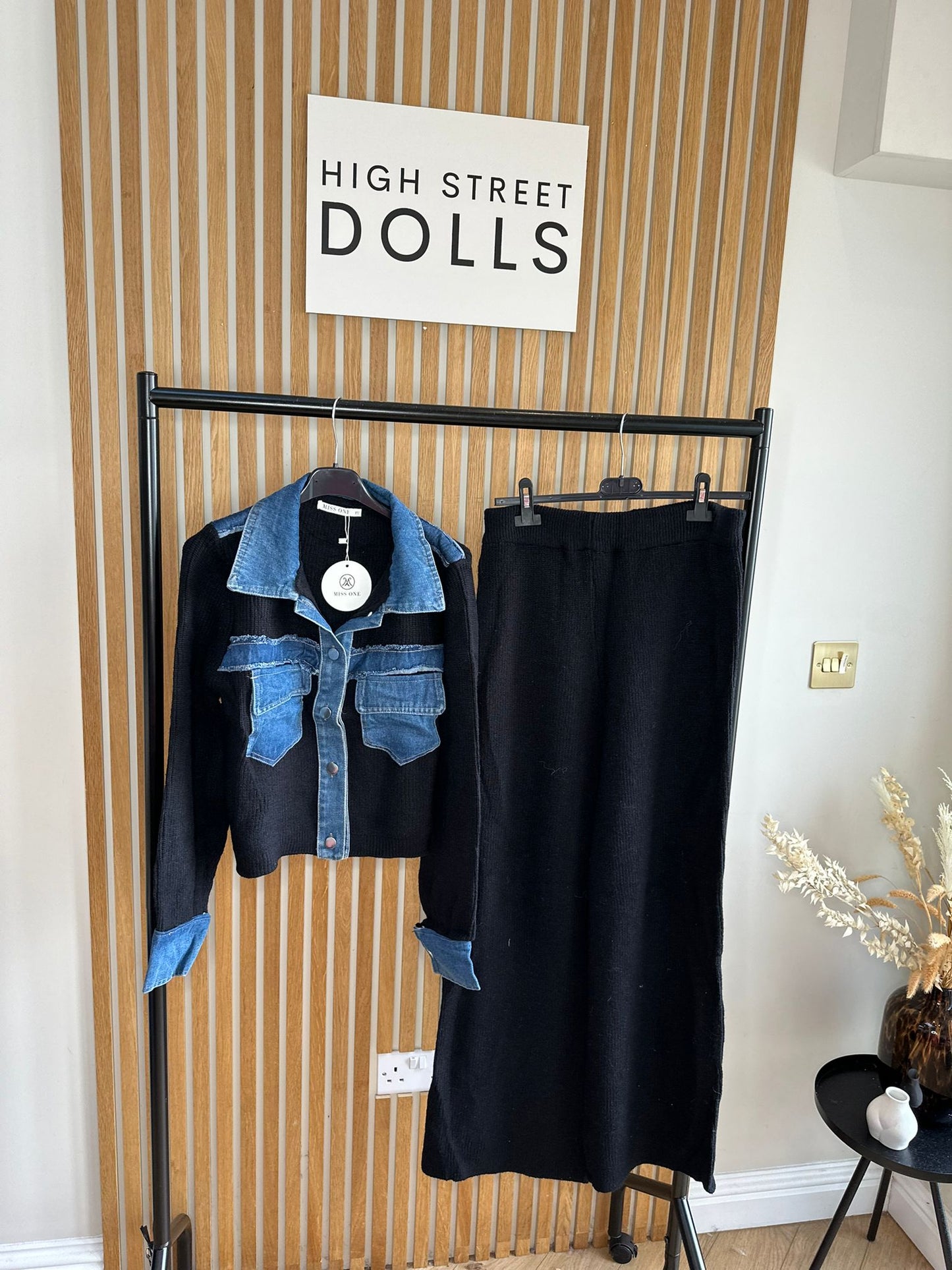 Narla Loungeset Two piece Outfit Knitted fabric with denim details