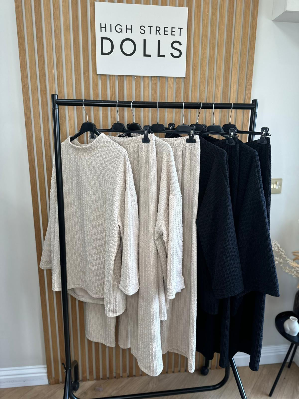 Harriett Oversized Lounge Set Round Neck Top and Wide Leg Trousers