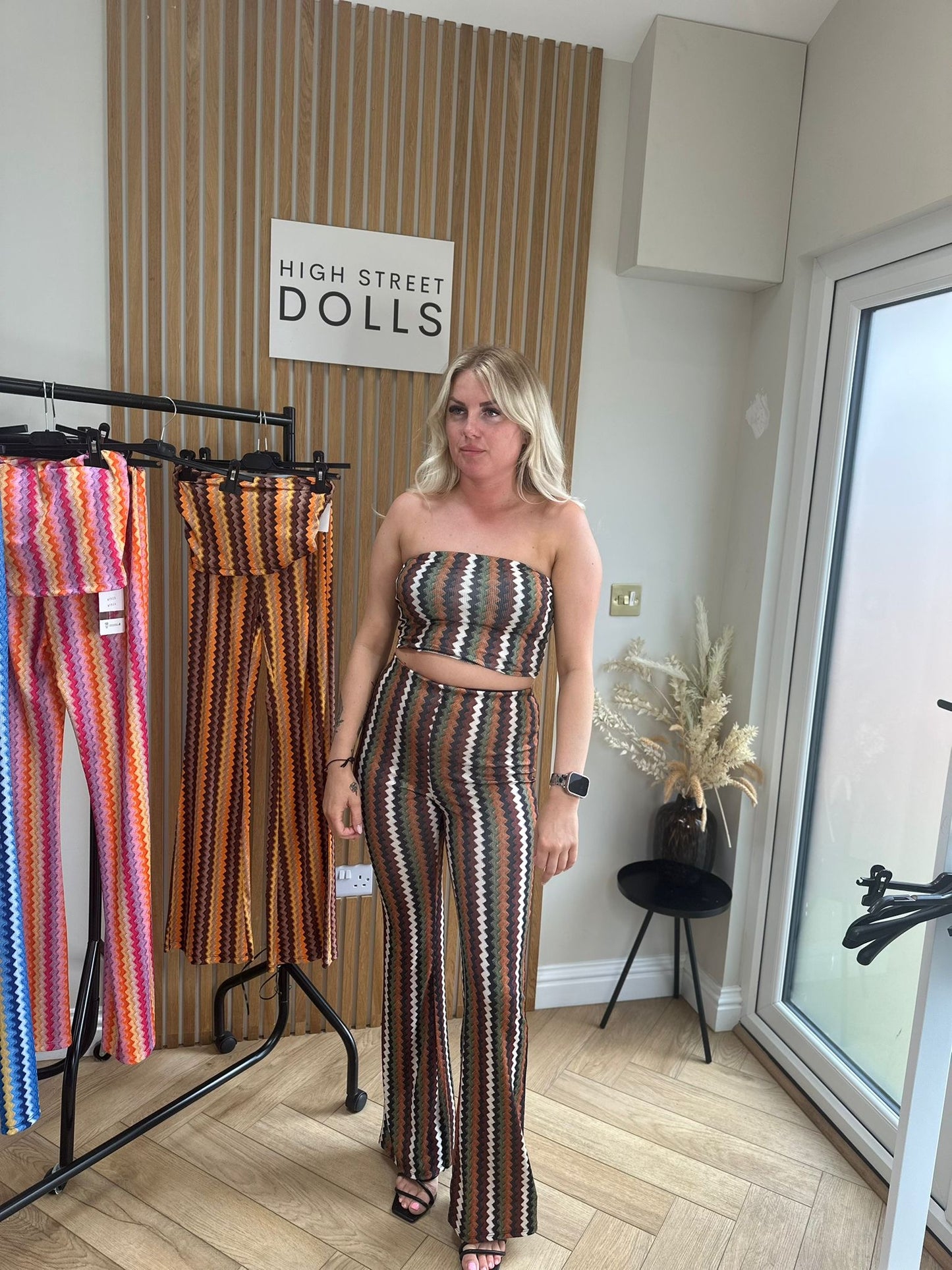 Hattie Co Ord Bandeau Top With Flare Trousers Zigzag Print Summer Outfit Holiday