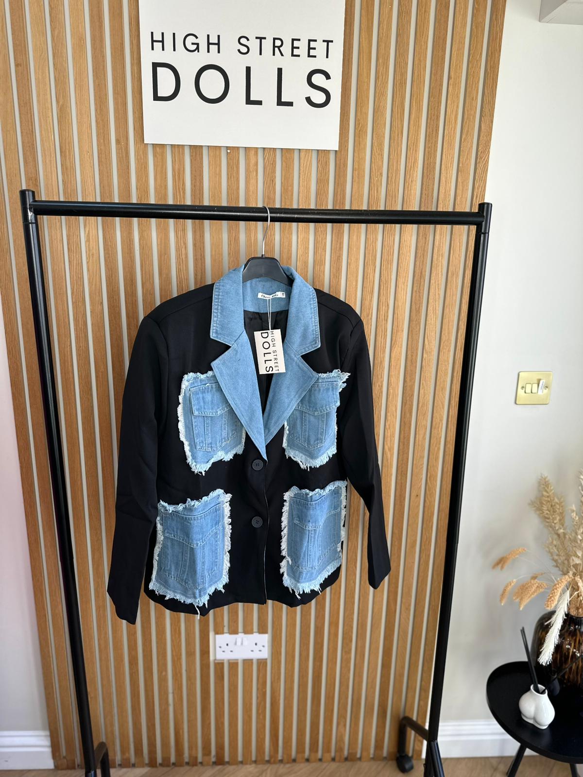 Hailey Blazer Denim Pockets Womens Jacket