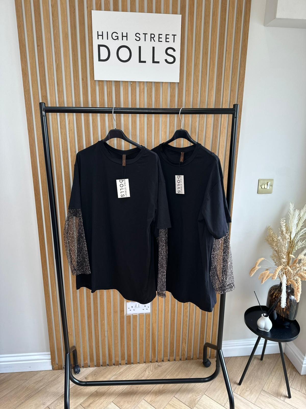 Nicole Long Sleeve T shirt, Leopard Print