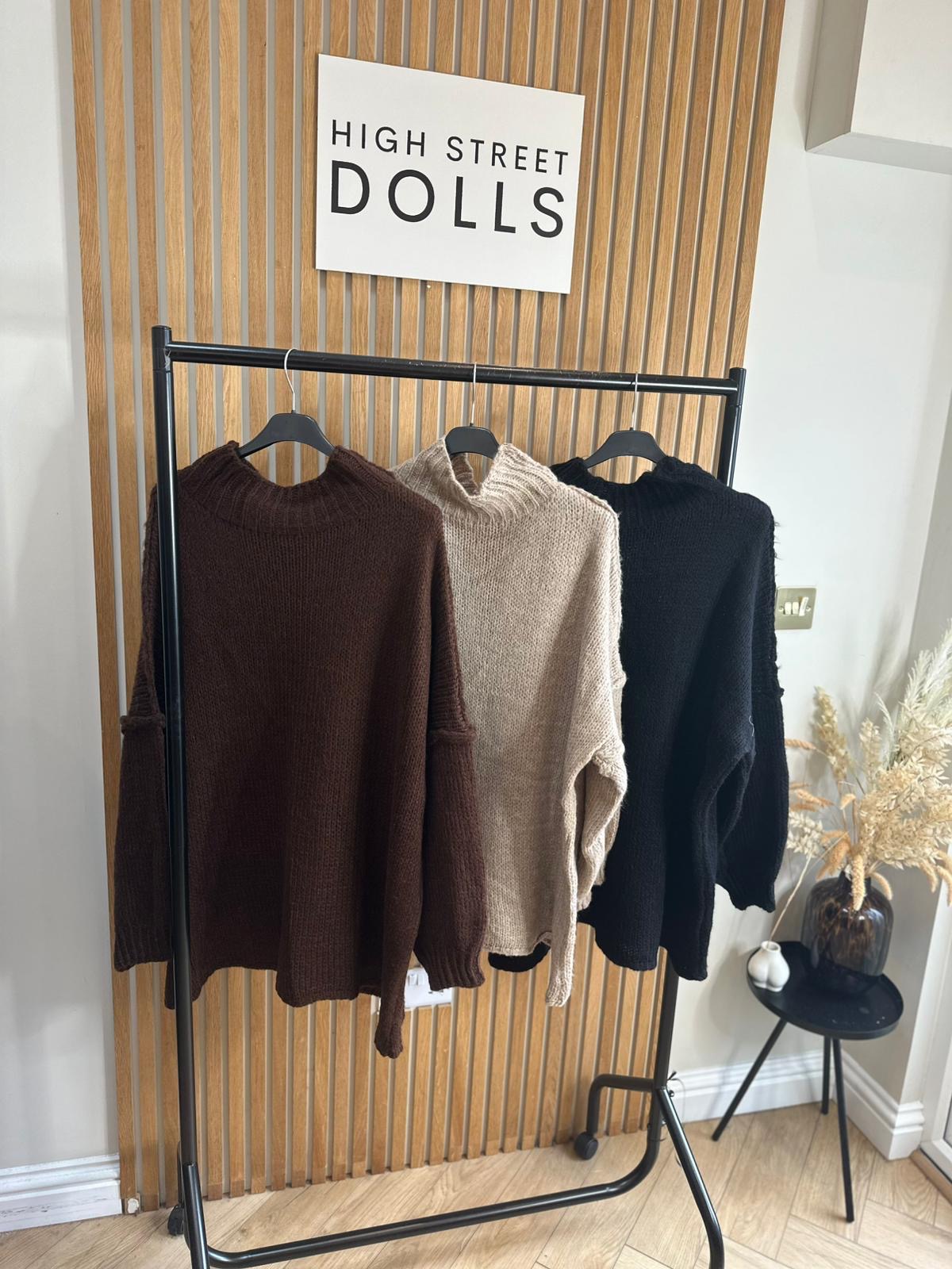 Cynthia Oversized Knitted Jumper Autumn Winter Raw Seam Detail Slouchy Knitwear