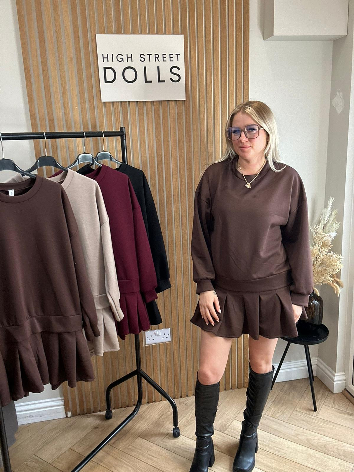 Ava Jumper Dress With Pleated Skirt Autumn Winter