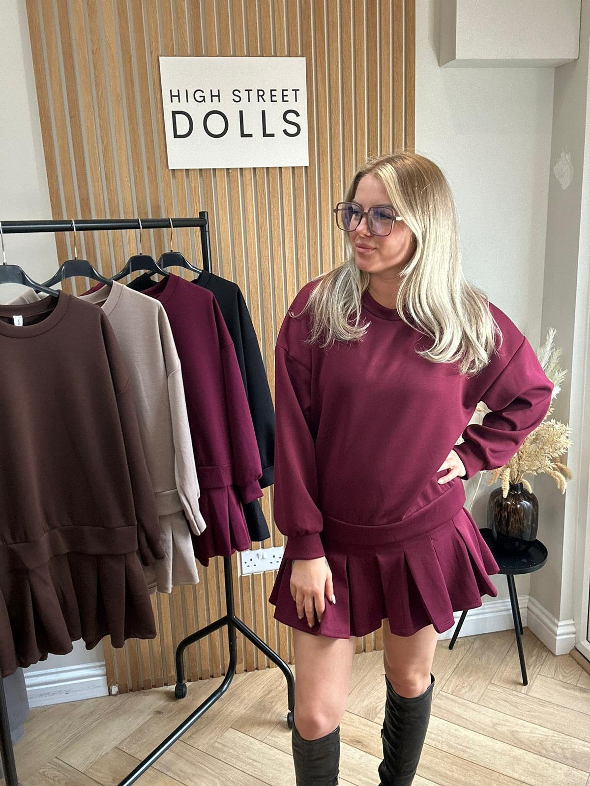 Ava Jumper Dress With Pleated Skirt Autumn Winter
