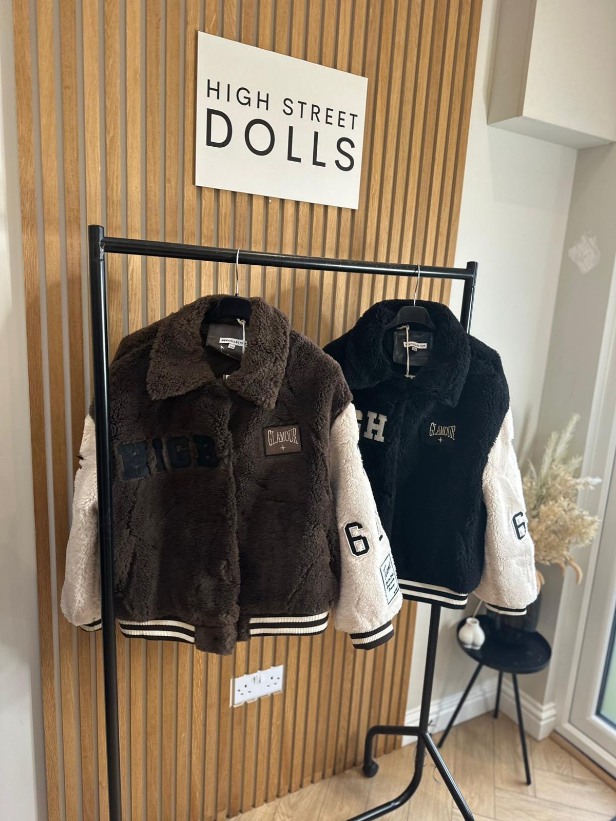 Tara Slogan Faux Fur Bomber Jacket Autumn Winter Coat Embroidered Patches