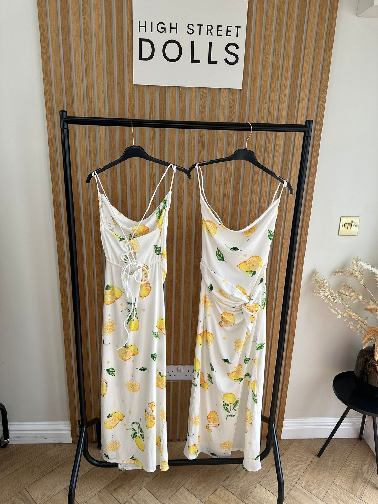 Sicily Lemon Midi Dress Printed spaghetti strap dress