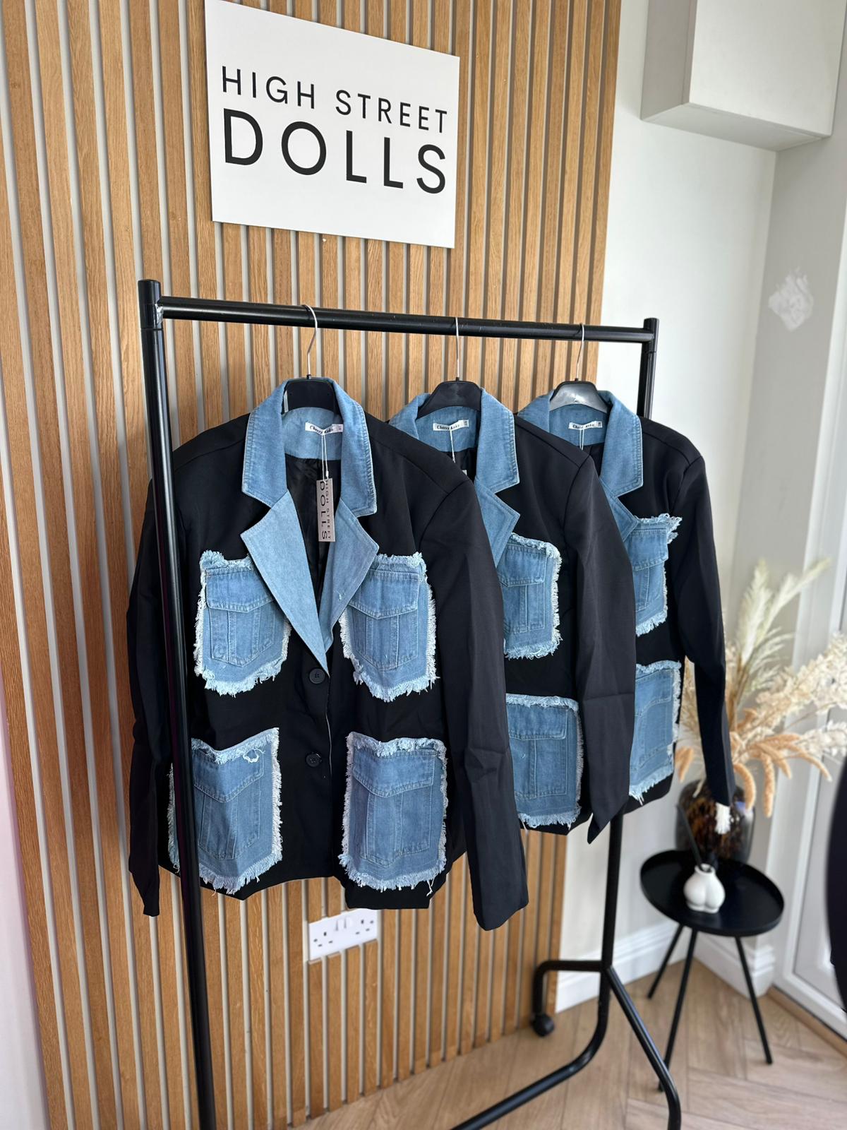 Hailey Blazer Denim Pockets Womens Jacket