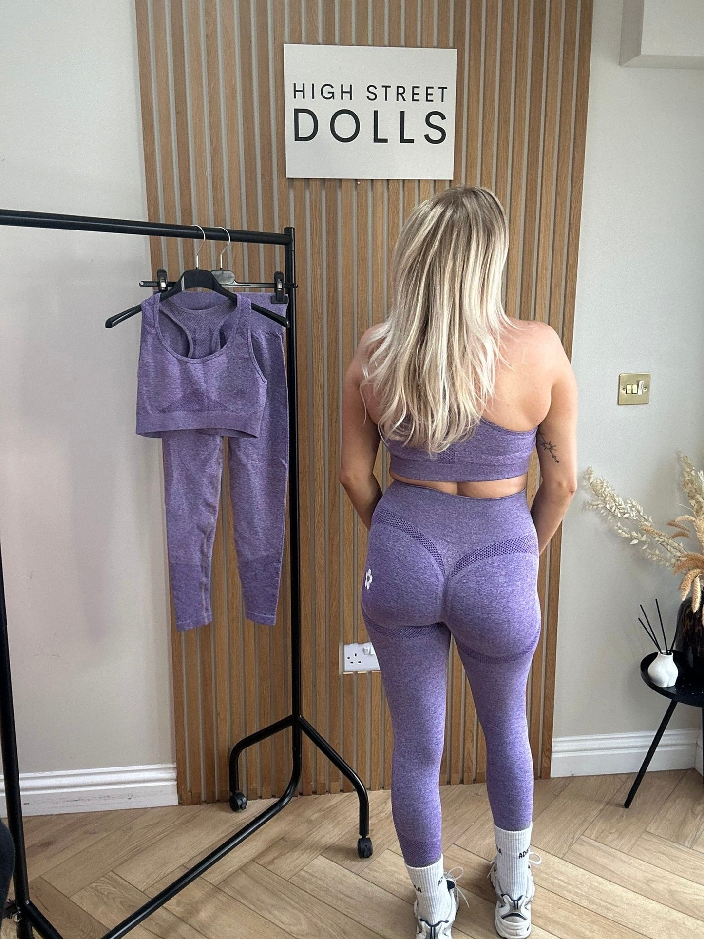 BodiBlossom Activewear Gym Set Lilac Sports Bra and Leggings