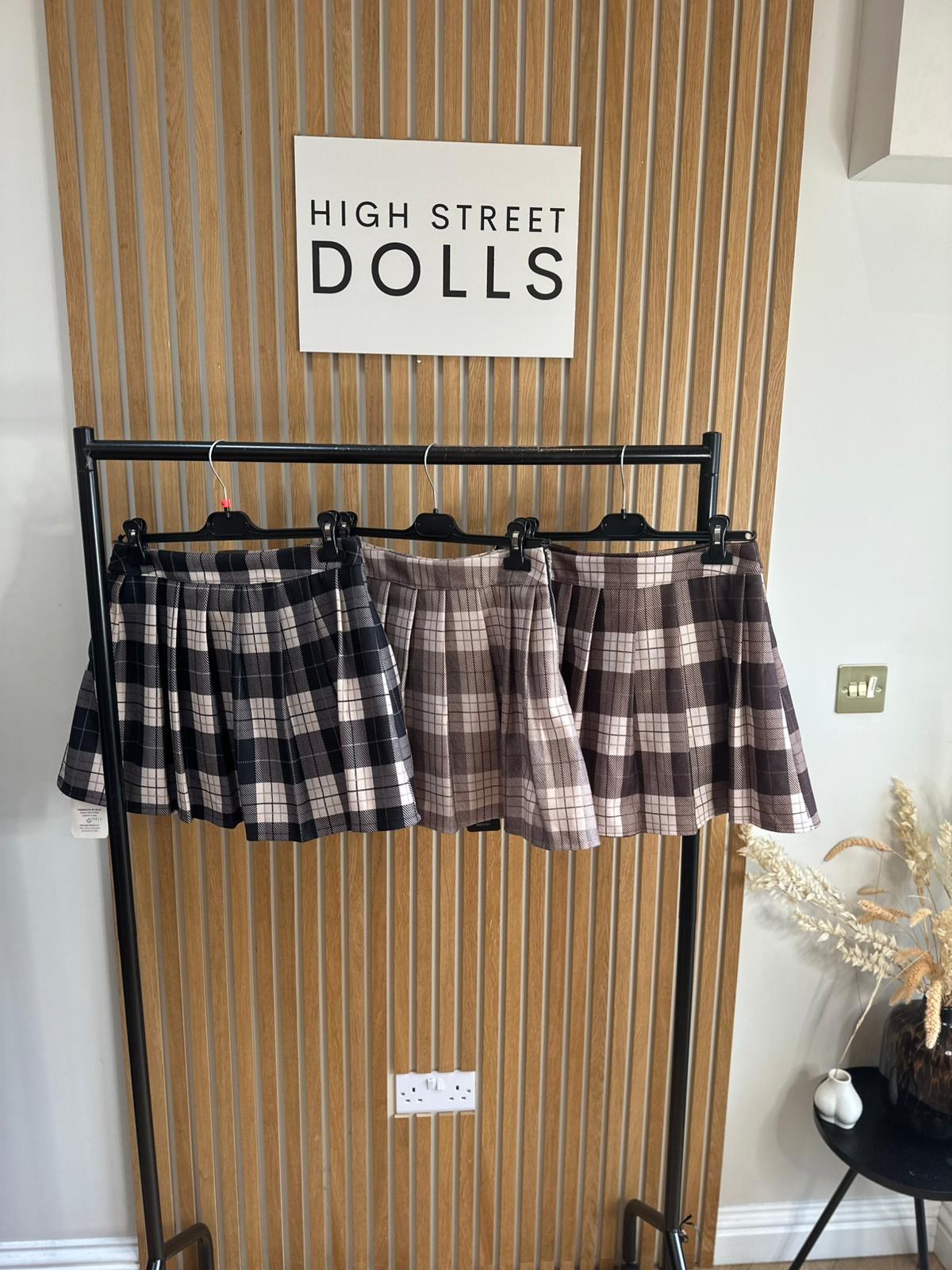 Carrie Tartan Pleated Skort Autumn Winter Mini Skirt Shorts Check Festive