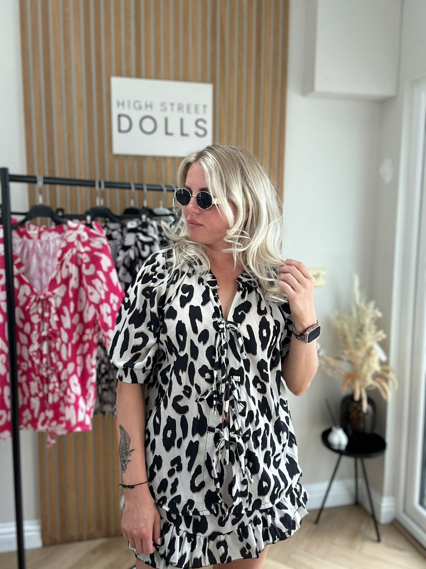 Zoey Leopard Print Bow Top and Skort Matching Co Ord Summer holiday outfit airport outfit