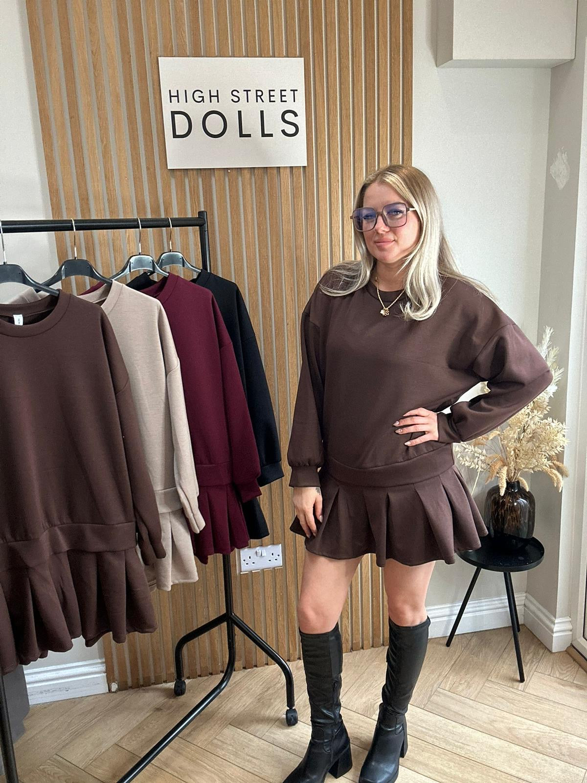 Ava Jumper Dress With Pleated Skirt Autumn Winter
