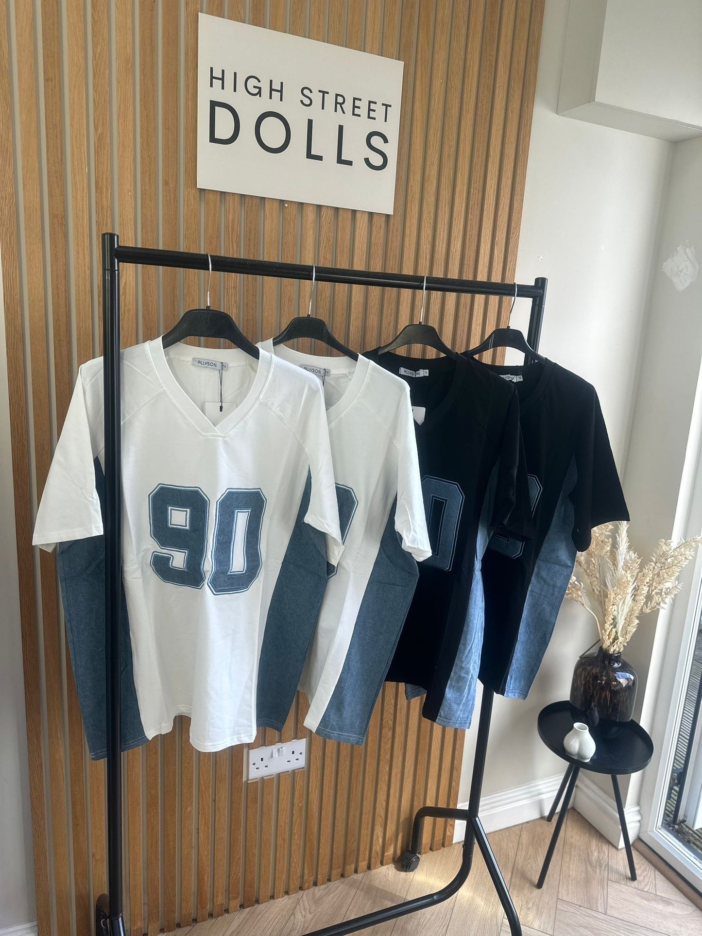 Darcie Baseball T Shirt Short Sleeves Slogan Denim Top Spring Summer Holiday