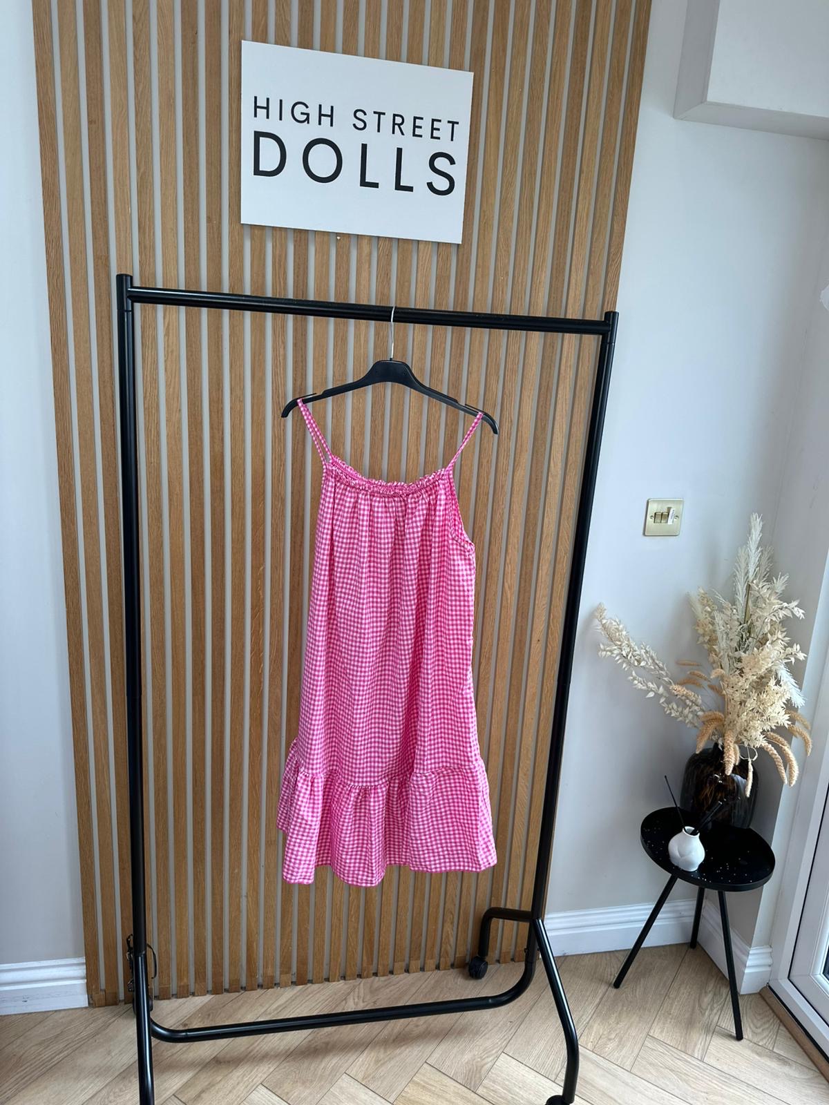Dotty Ruffle Dress Gingham Print Summer Holiday Short Dress
