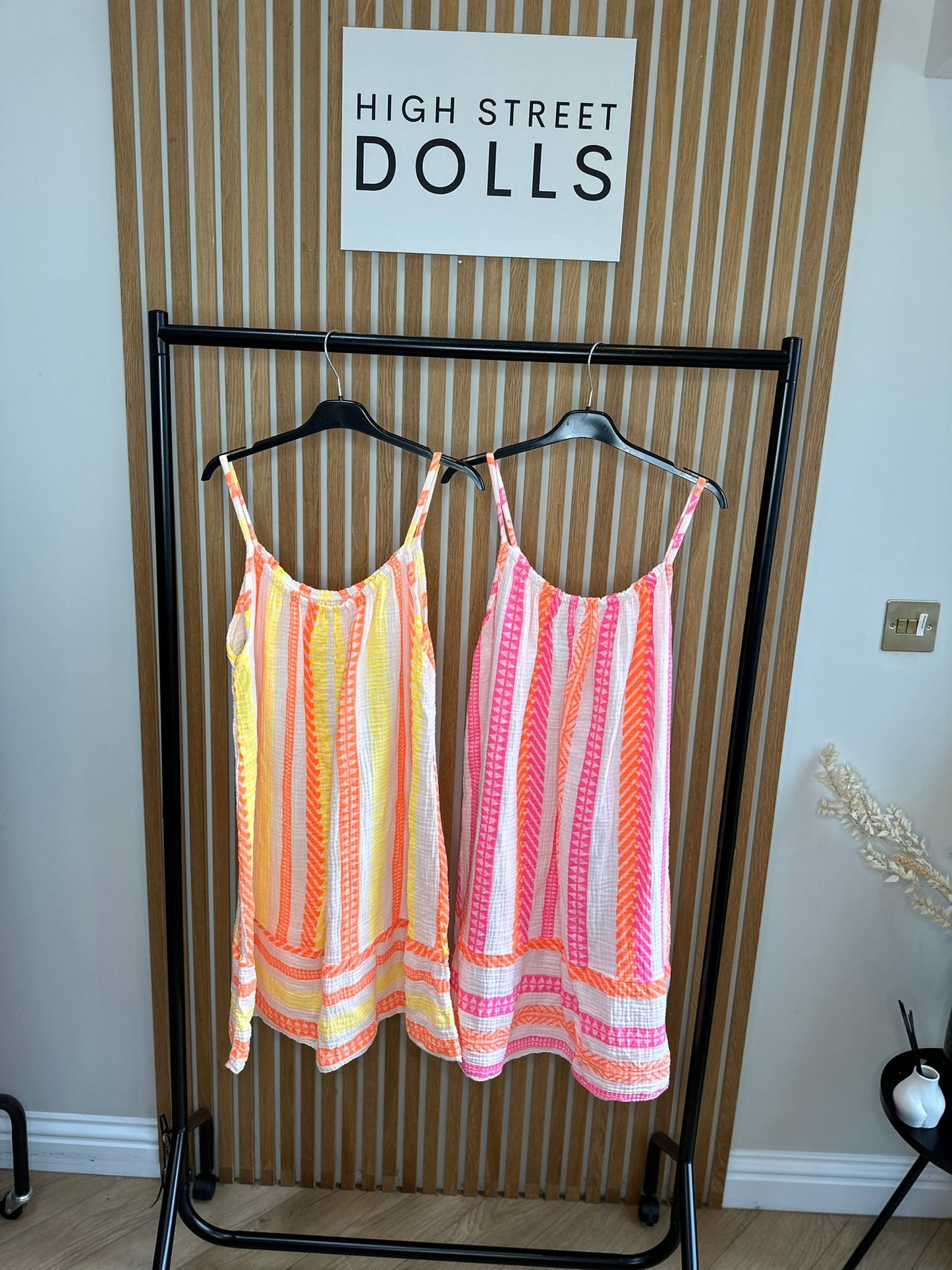 Ivy Cheesecloth Printed Dress Mini Length Stripe Print Holiday Summer