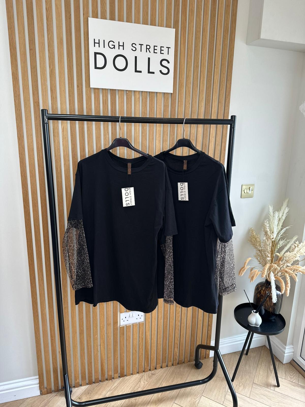 Nicole Long Sleeve T shirt, Leopard Print