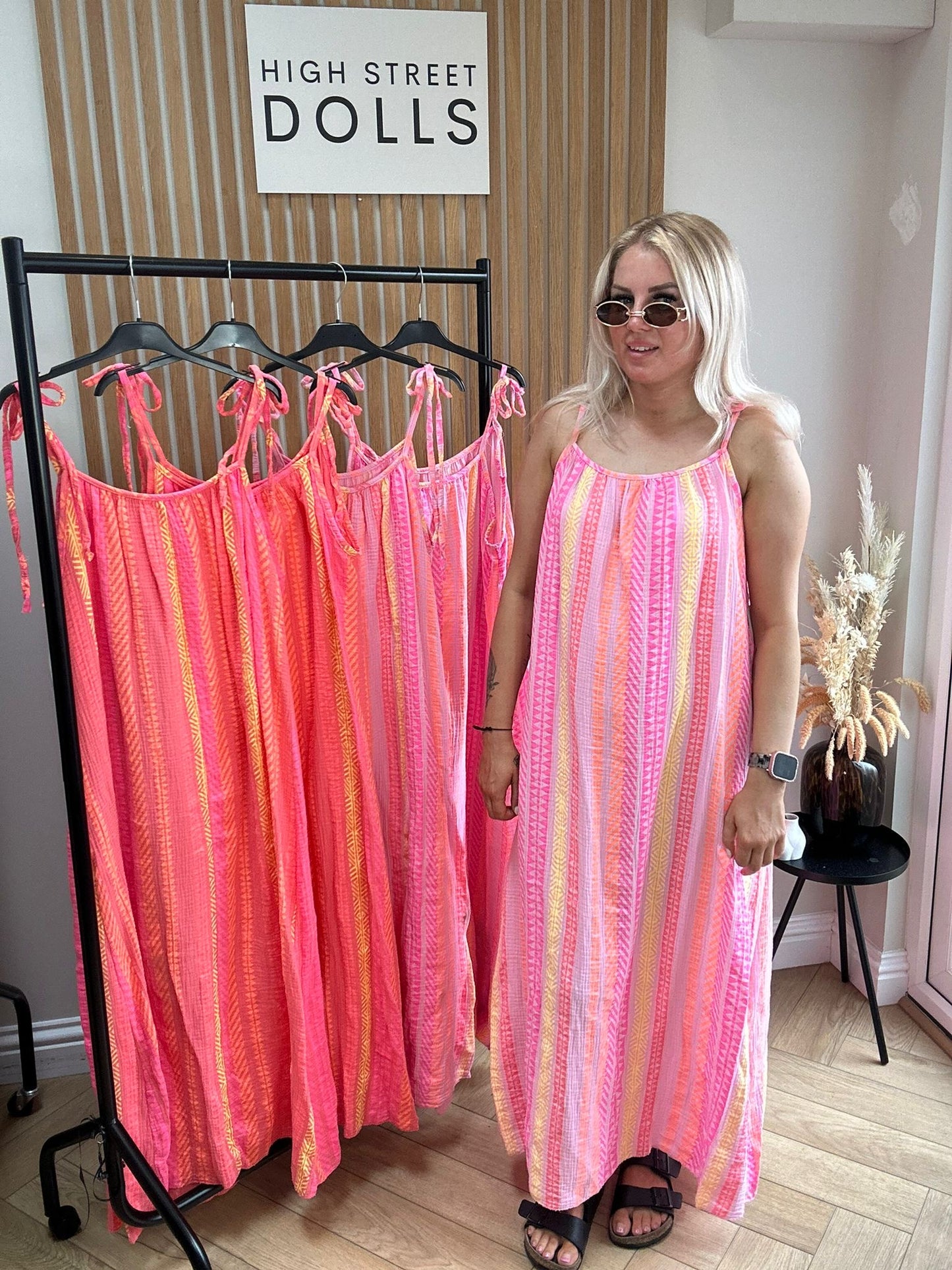 Daphne Printed Dress Maxi Length Stripe Print Holiday Summer
