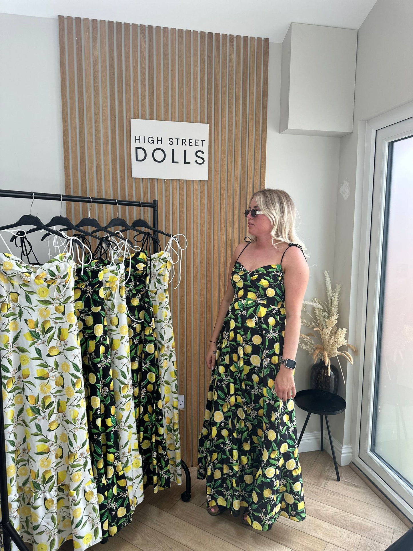Valencia Lemon Longline Dress Printed spaghetti strap dress