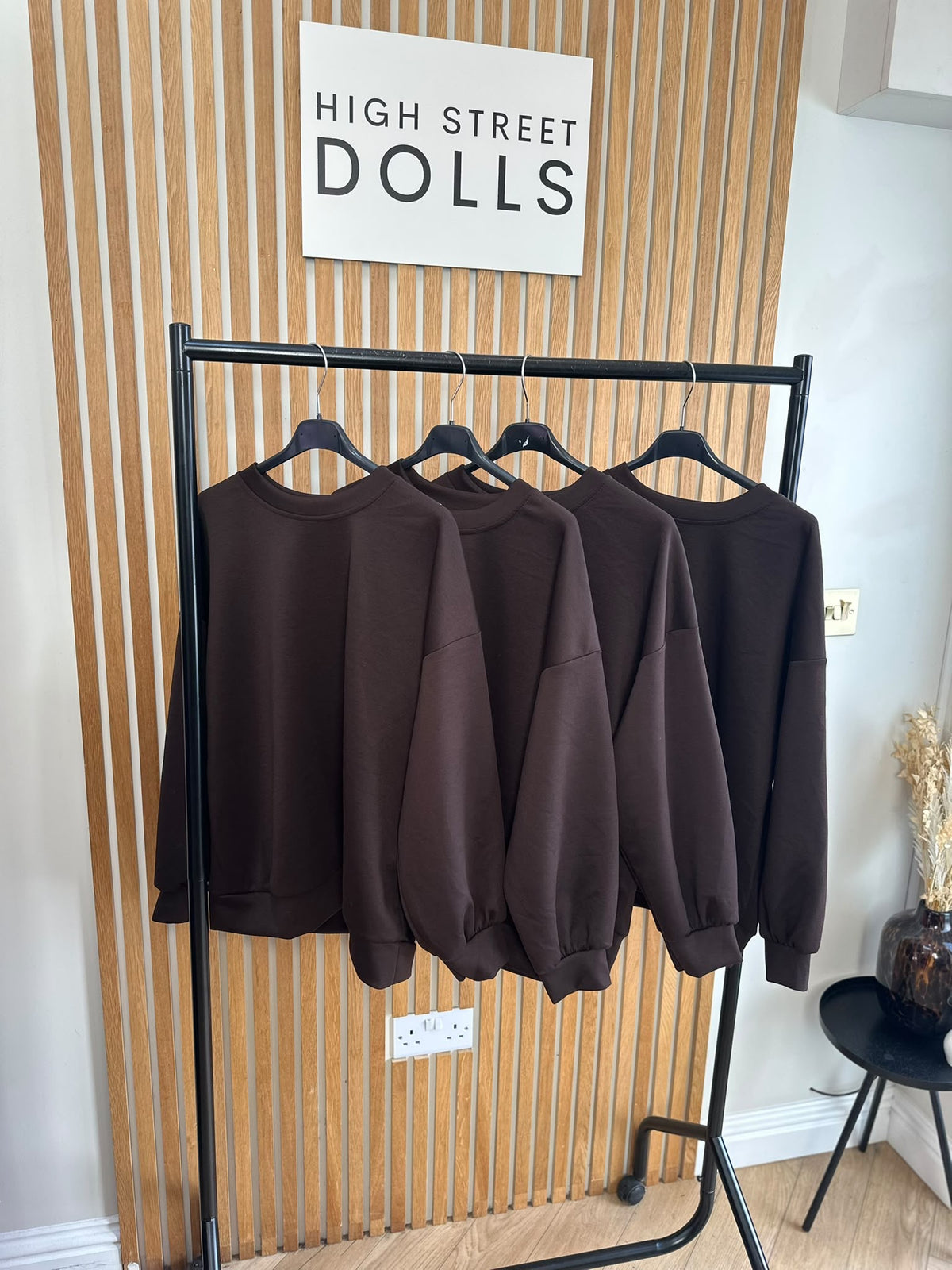 Marnie Chocolate Brown Oversized Jumper with Leopard Print Slogan | Autumn/Winter