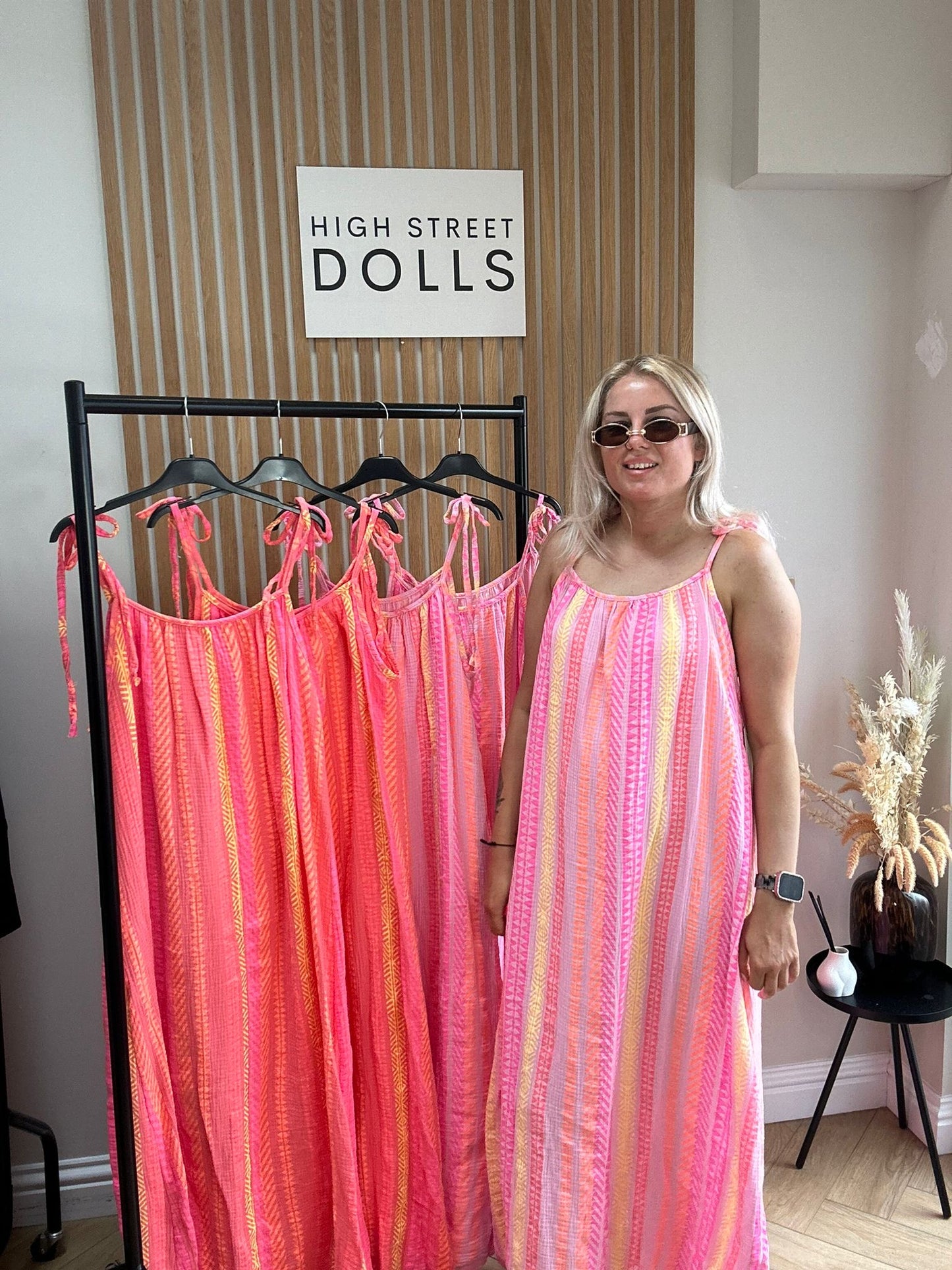 Daphne Printed Dress Maxi Length Stripe Print Holiday Summer