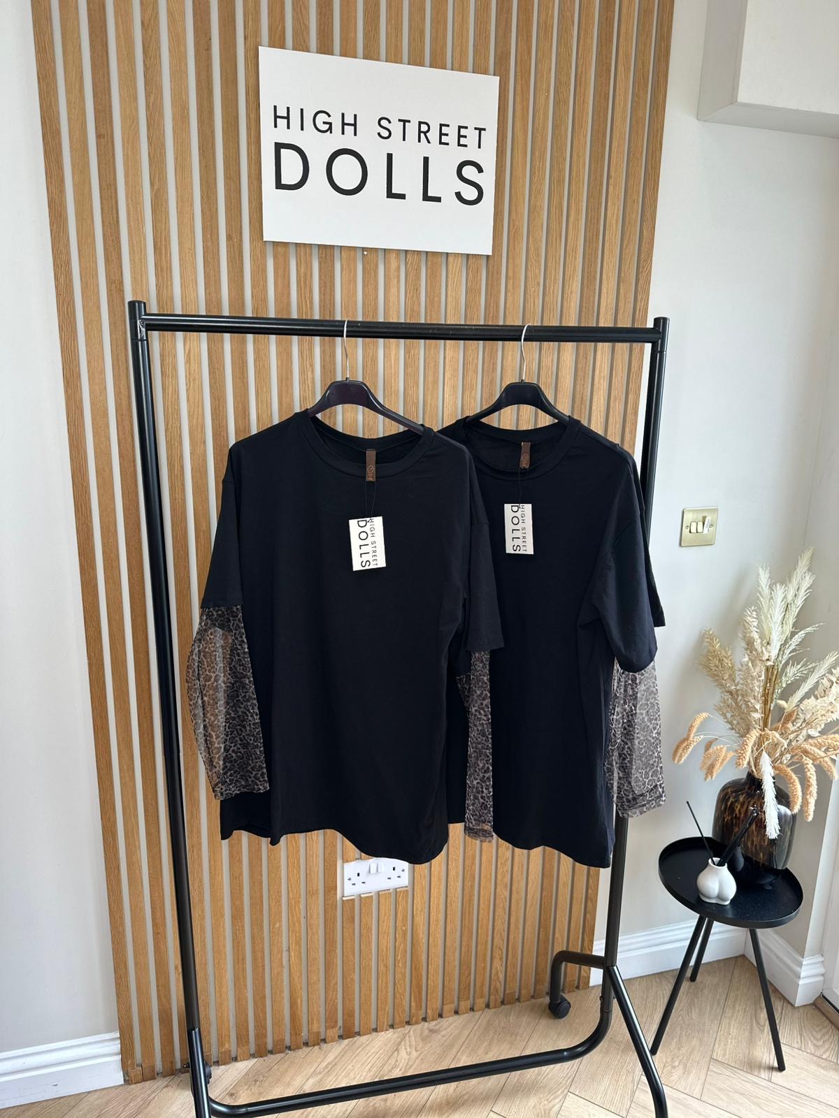Nicole Long Sleeve T shirt, Leopard Print
