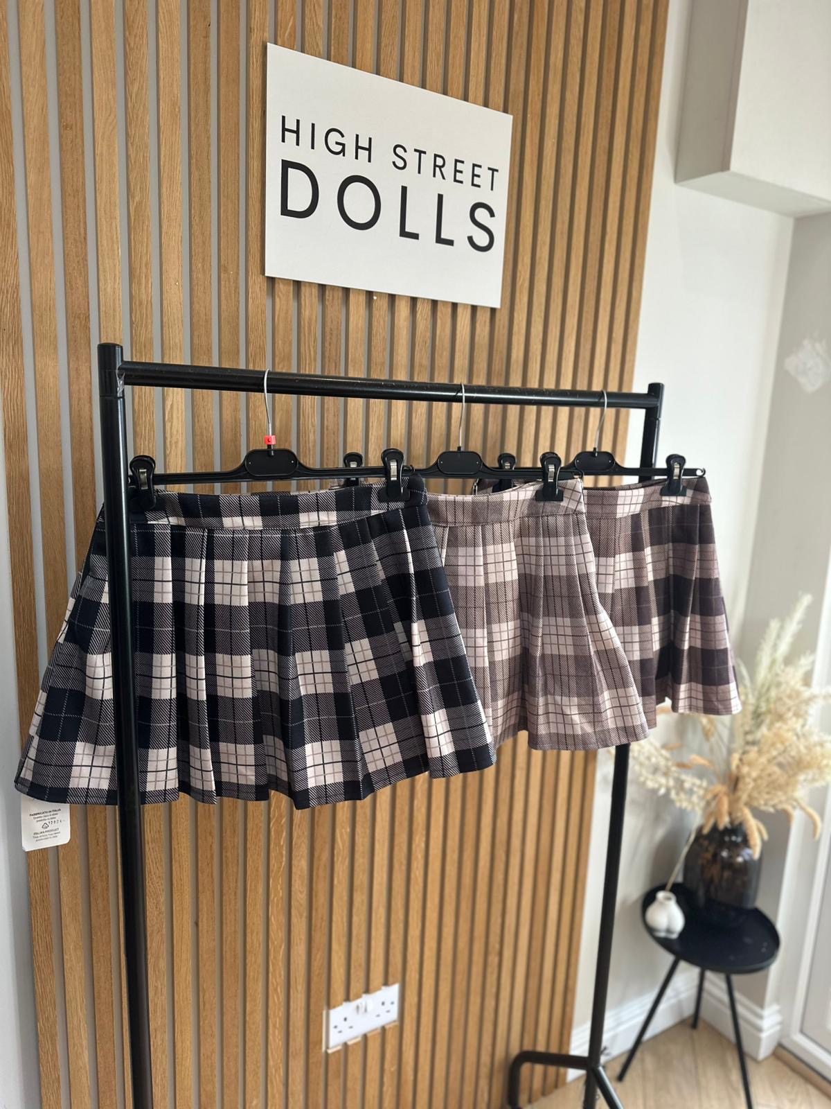 Carrie Tartan Pleated Skort Autumn Winter Mini Skirt Shorts Check Festive