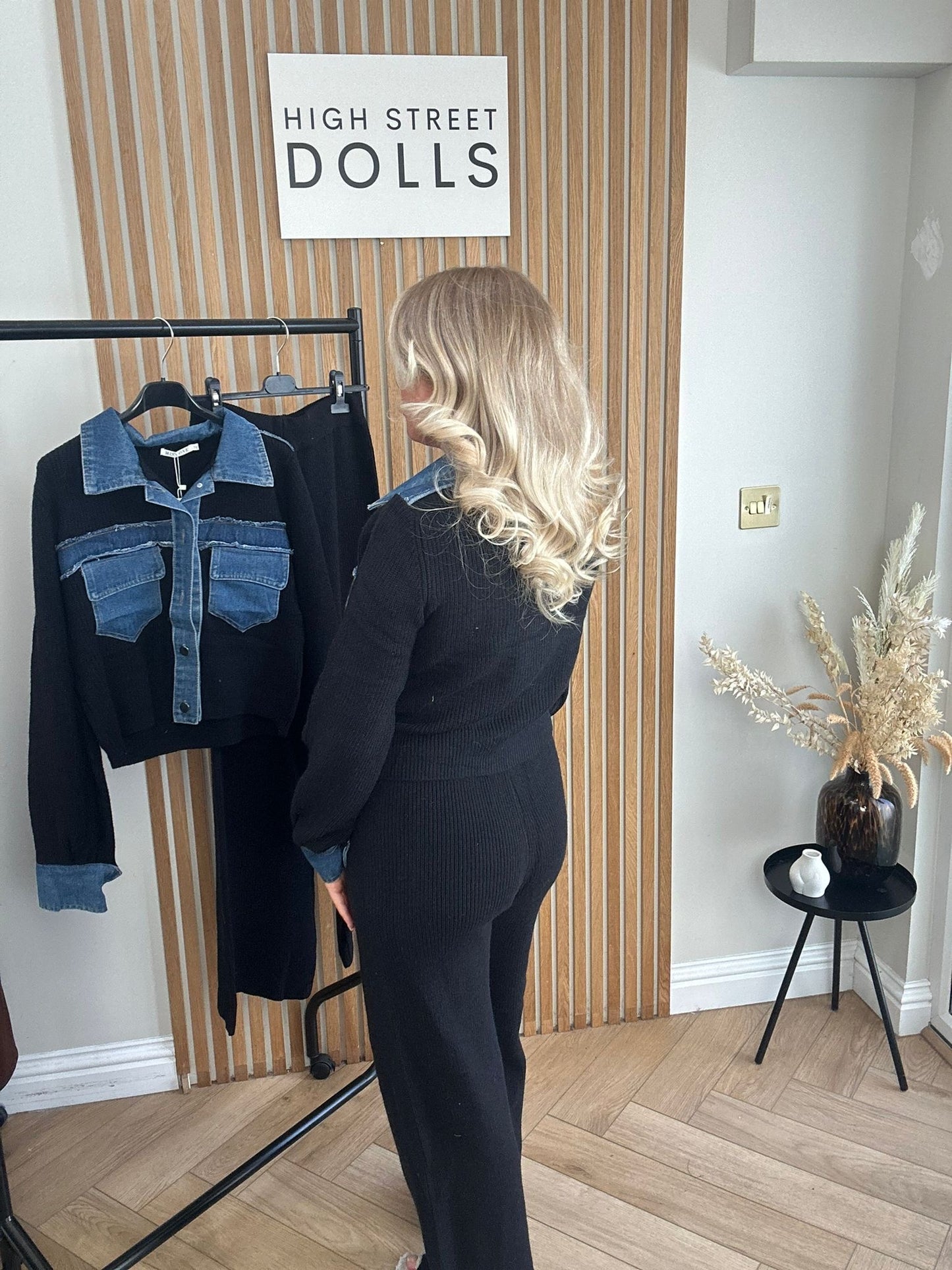 Narla Loungeset Two piece Outfit Knitted fabric with denim details
