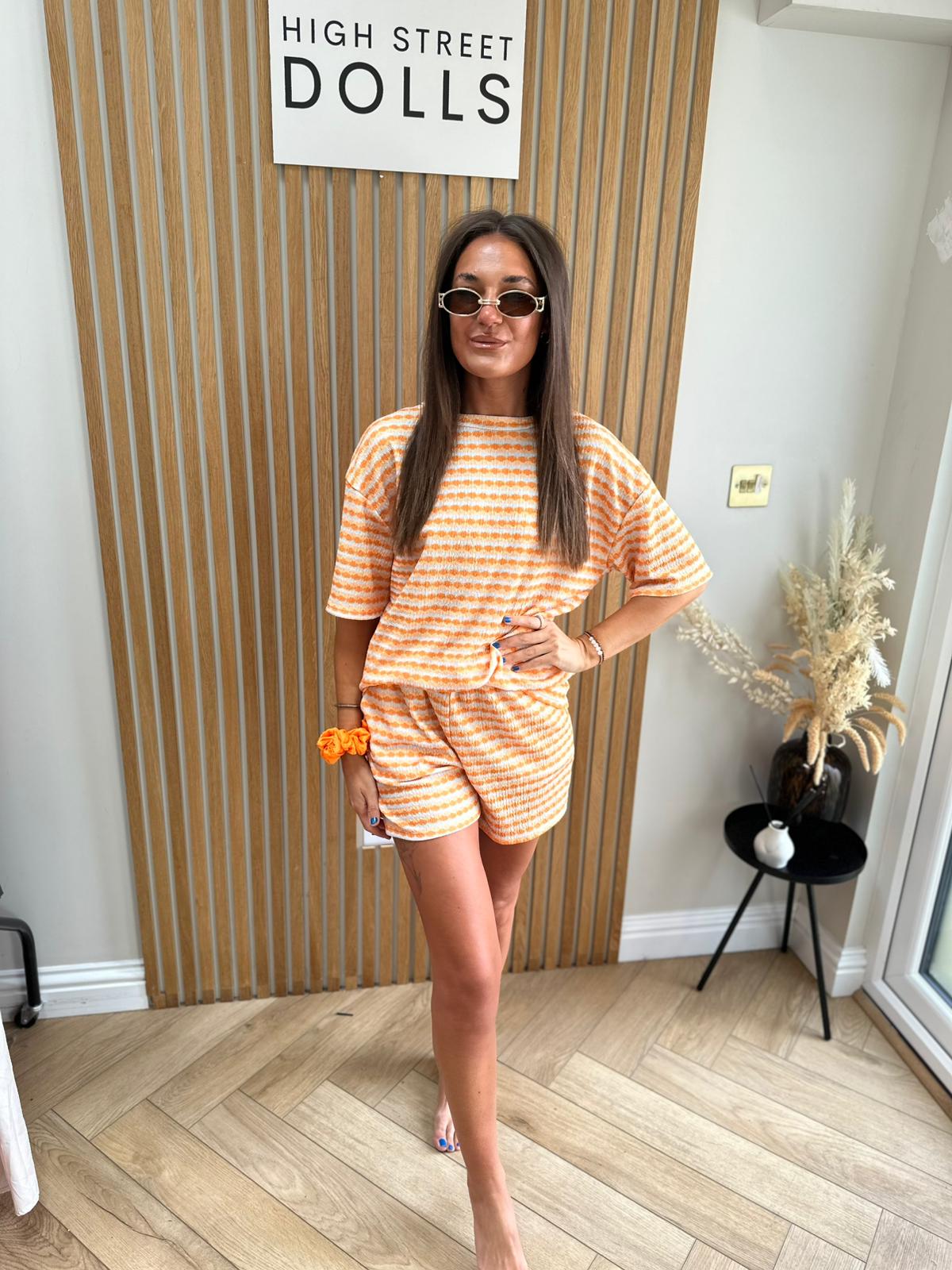 Paisley Stripe T shirt and Shorts Set Summer Holiday Outfit Co Ord