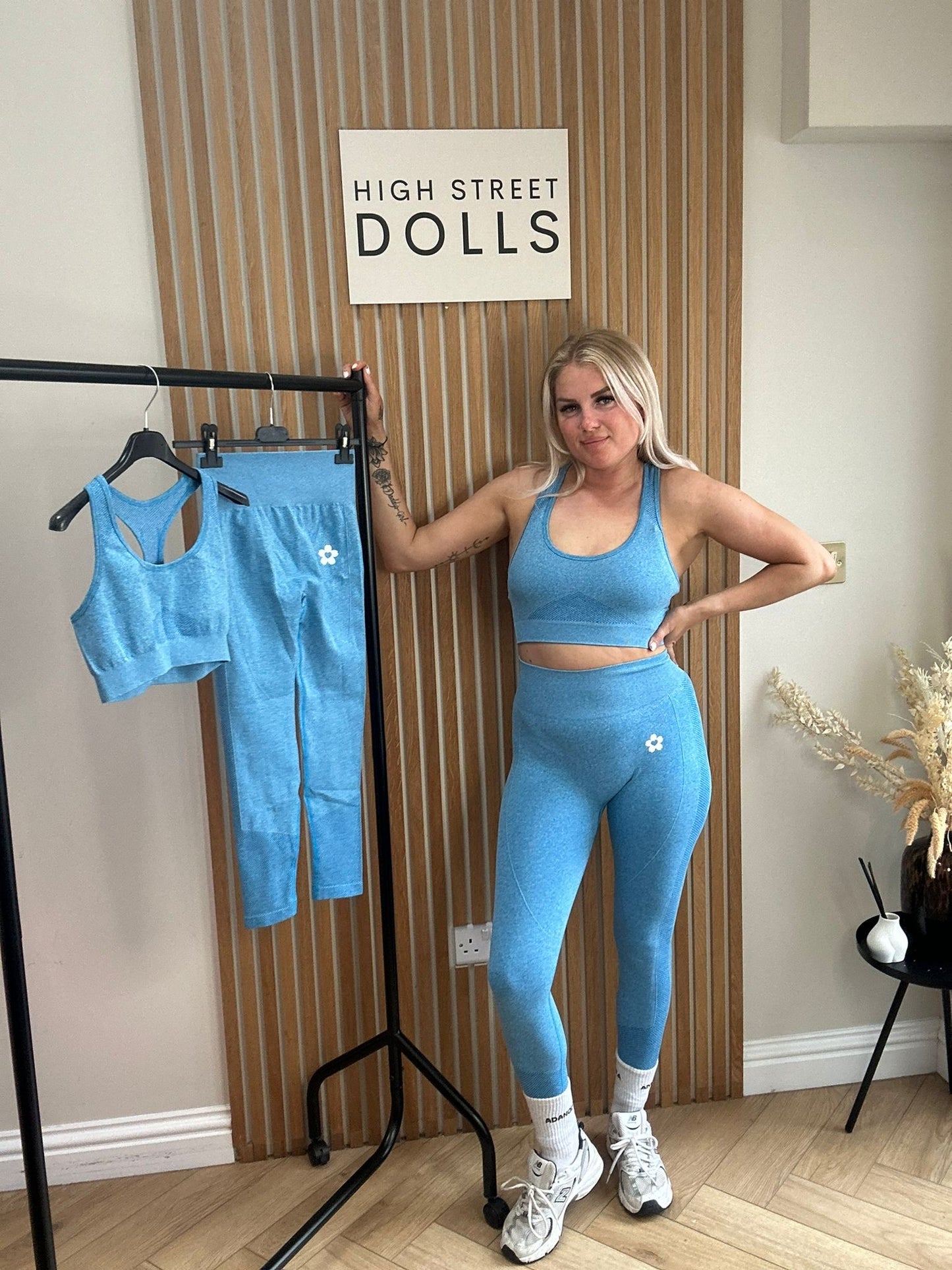 BodiBlossom Activewear Gym Set Blue Sports Bra and Leggings