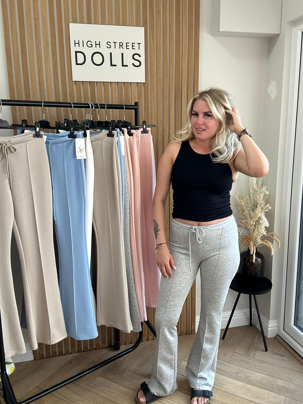 Lainey Flare Trousers With Piping detail sculpting leggings joggers