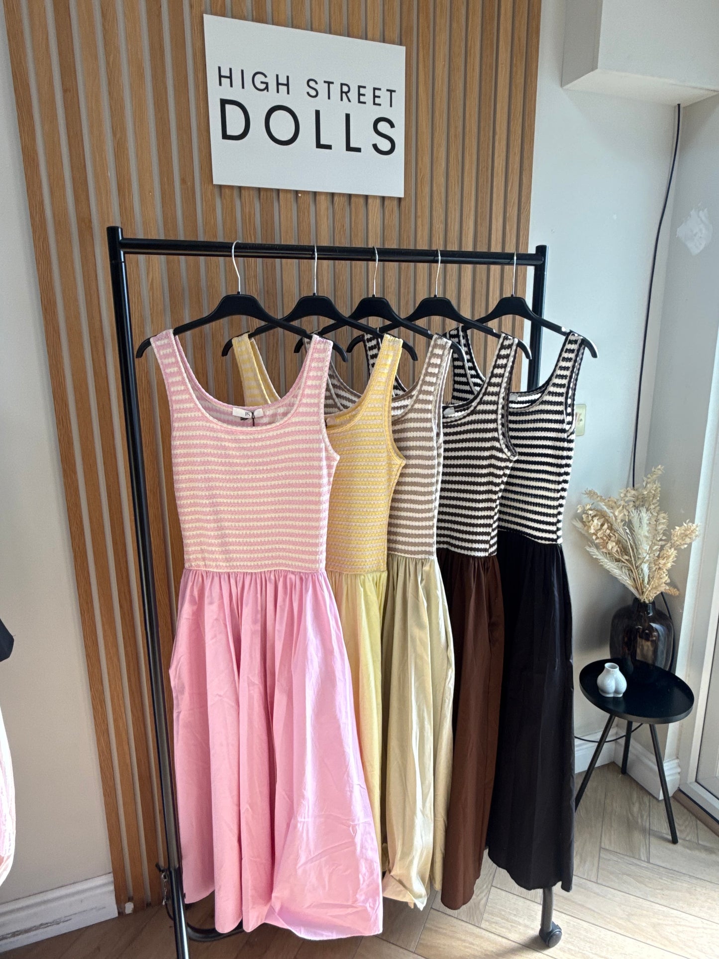Sophia Maxi Dress Stripe Longline Gathered Skirt Ruffles Stretch Summer Holiday