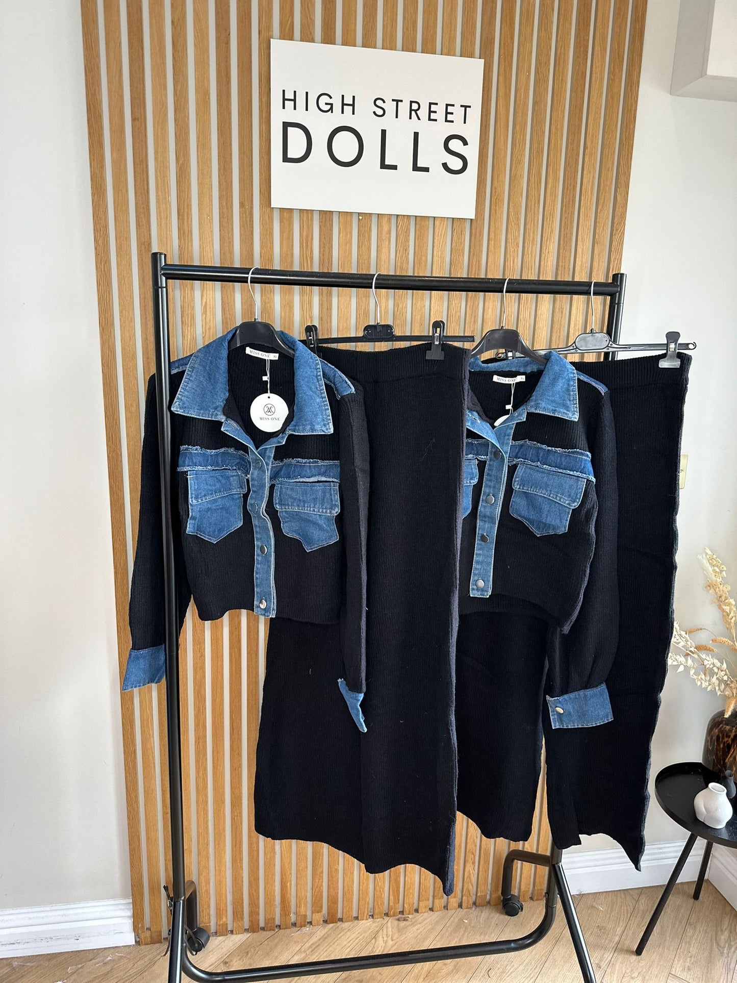 Narla Loungeset Two piece Outfit Knitted fabric with denim details