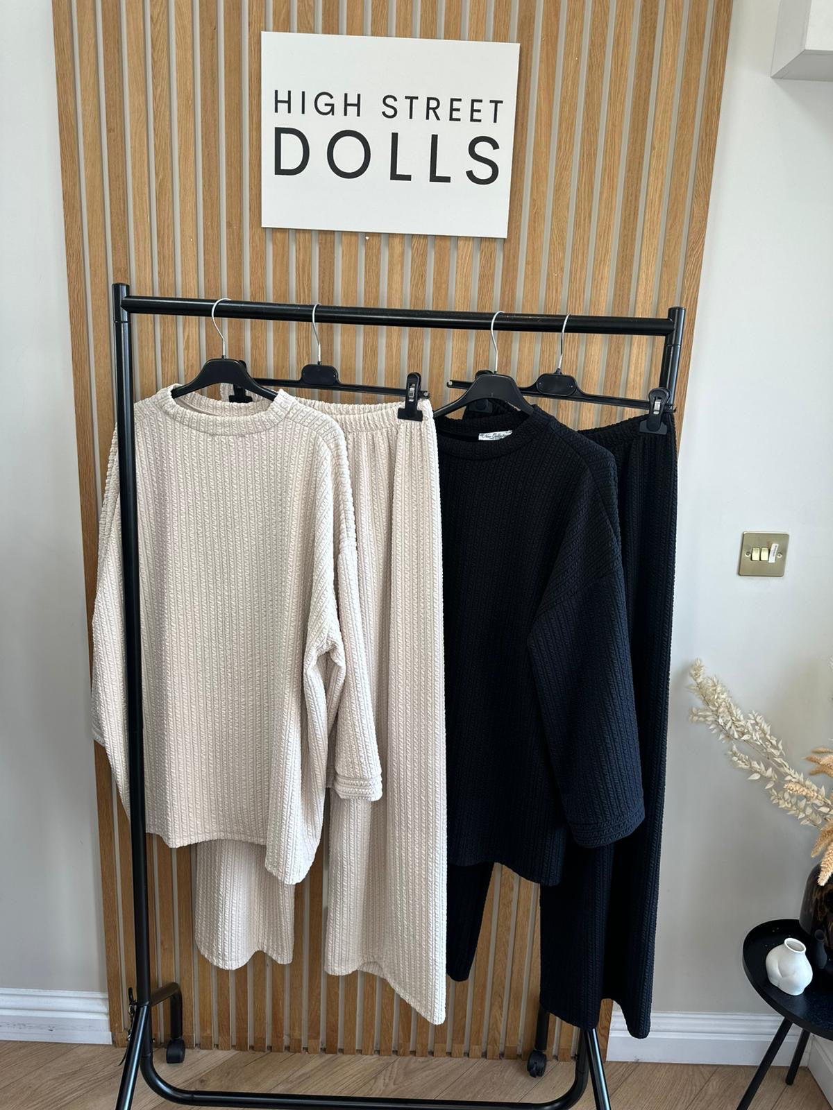 Harriett Oversized Lounge Set Round Neck Top and Wide Leg Trousers