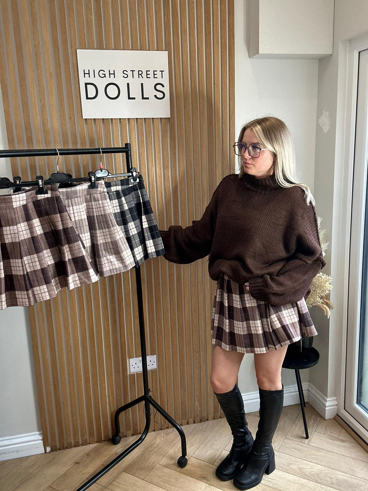 Carrie Tartan Pleated Skort Autumn Winter Mini Skirt Shorts Check Festive