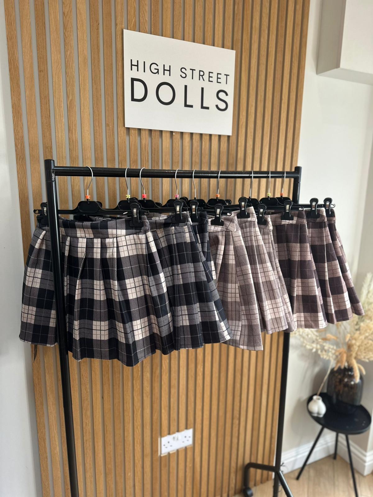 Carrie Tartan Pleated Skort Autumn Winter Mini Skirt Shorts Check Festive