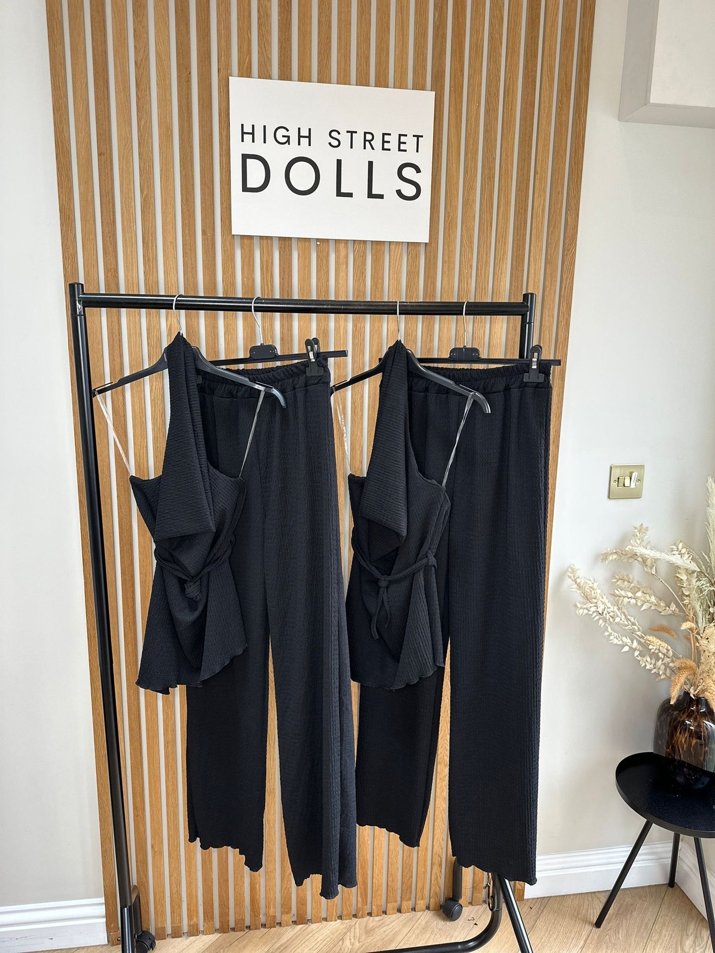 Kristen Ribbed Halter Neck Top with Straight Leg Trousers Summer Holiday Outfit Co Ord
