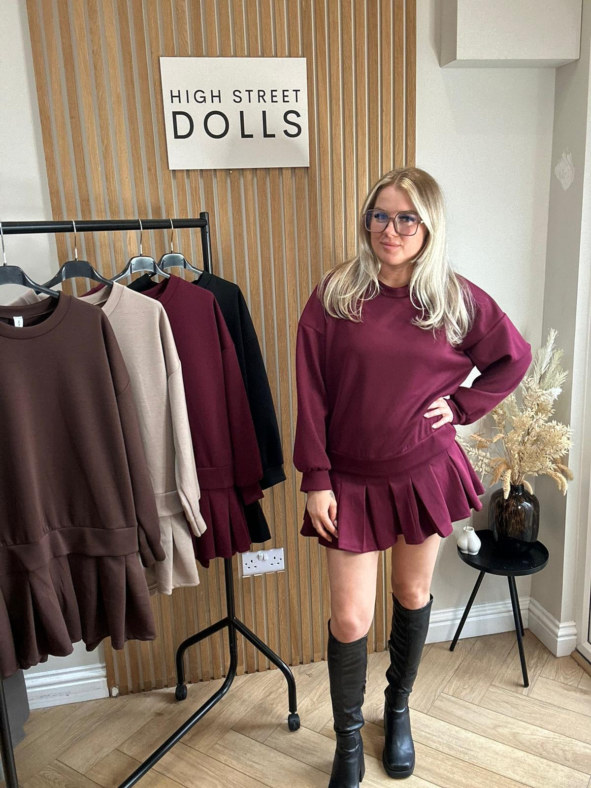 Ava Jumper Dress With Pleated Skirt Autumn Winter