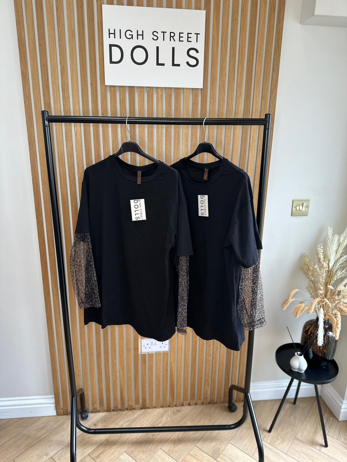 Nicole Long Sleeve T shirt, Leopard Print