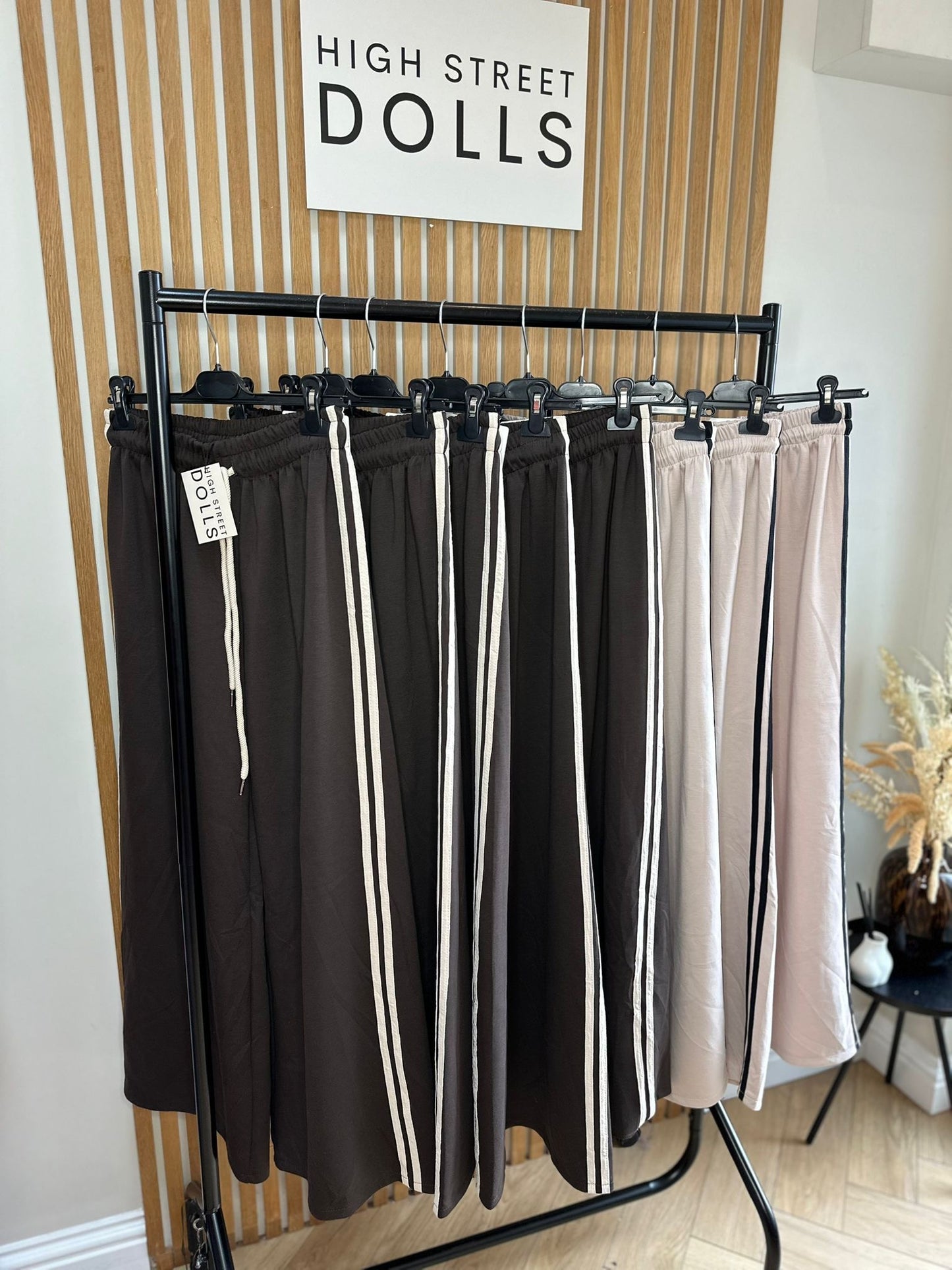 Khloe Trousers Wide Leg Flares Stripe Detail