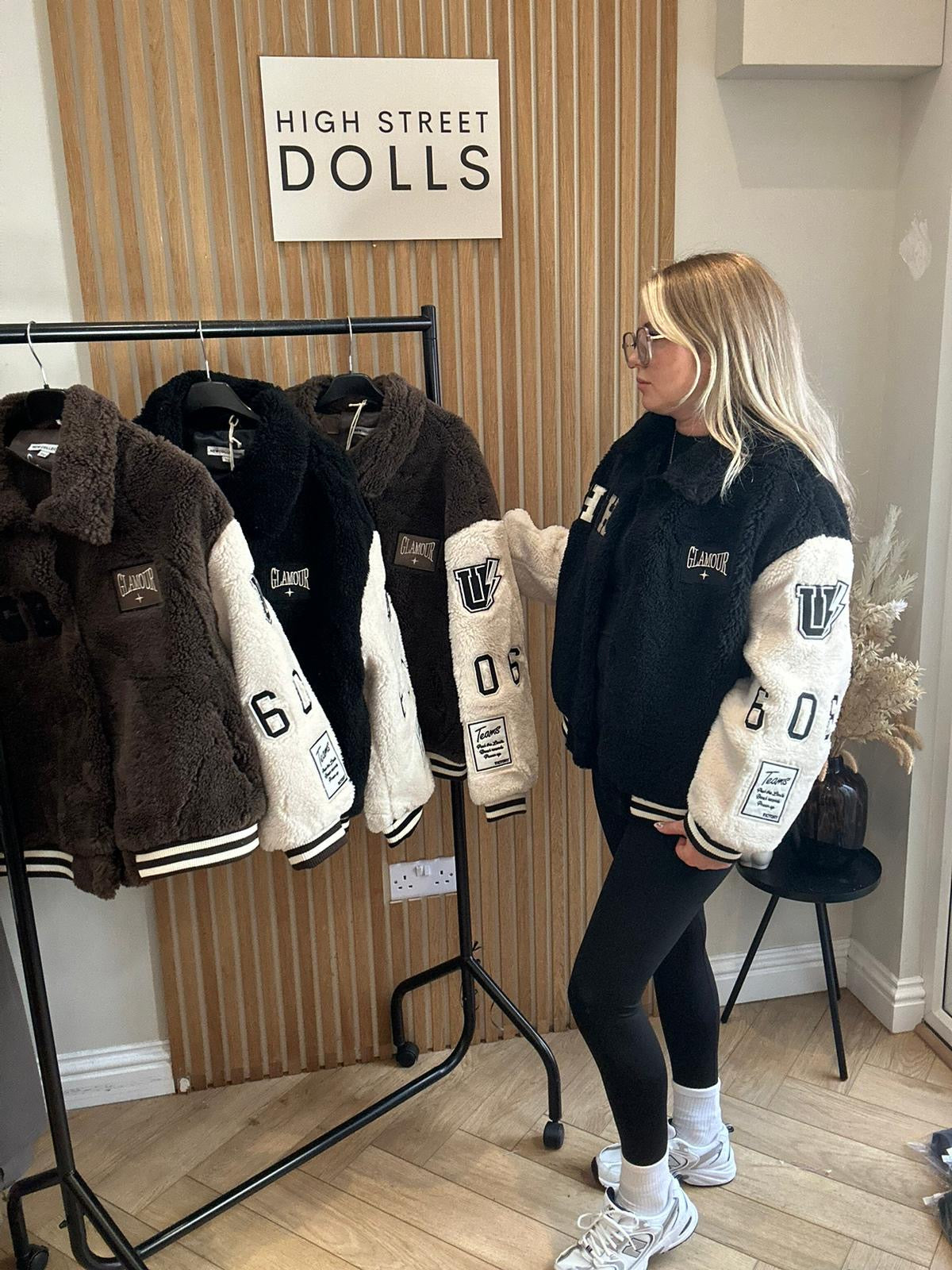 Tara Slogan Faux Fur Bomber Jacket Autumn Winter Coat Embroidered Patches