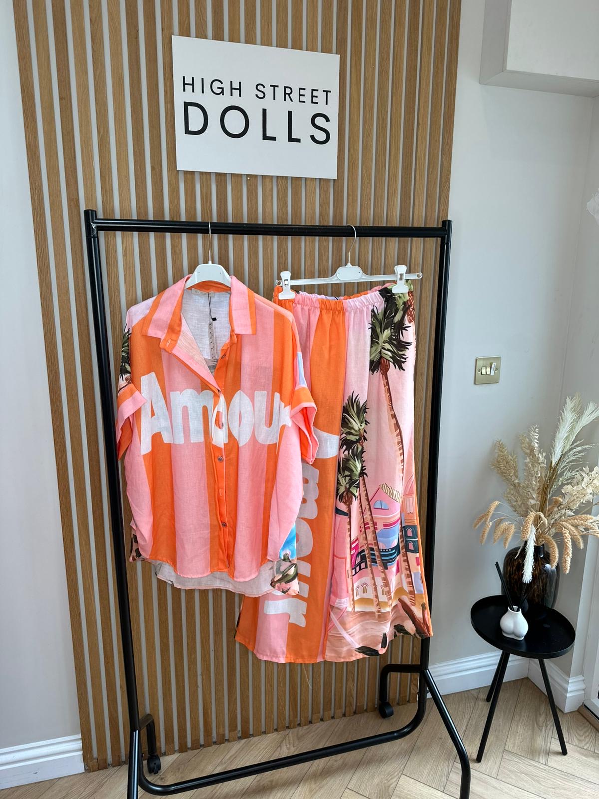 Odette Shirt and Trouser Set Summer Outfit Holiday Co Ord Slogan Top