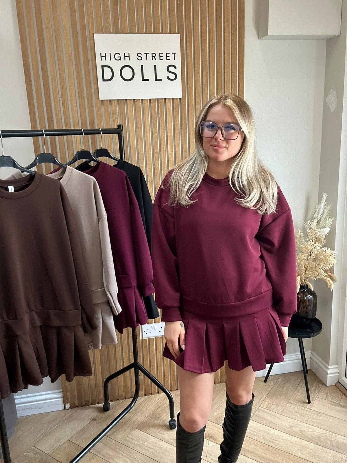 Ava Jumper Dress With Pleated Skirt Autumn Winter